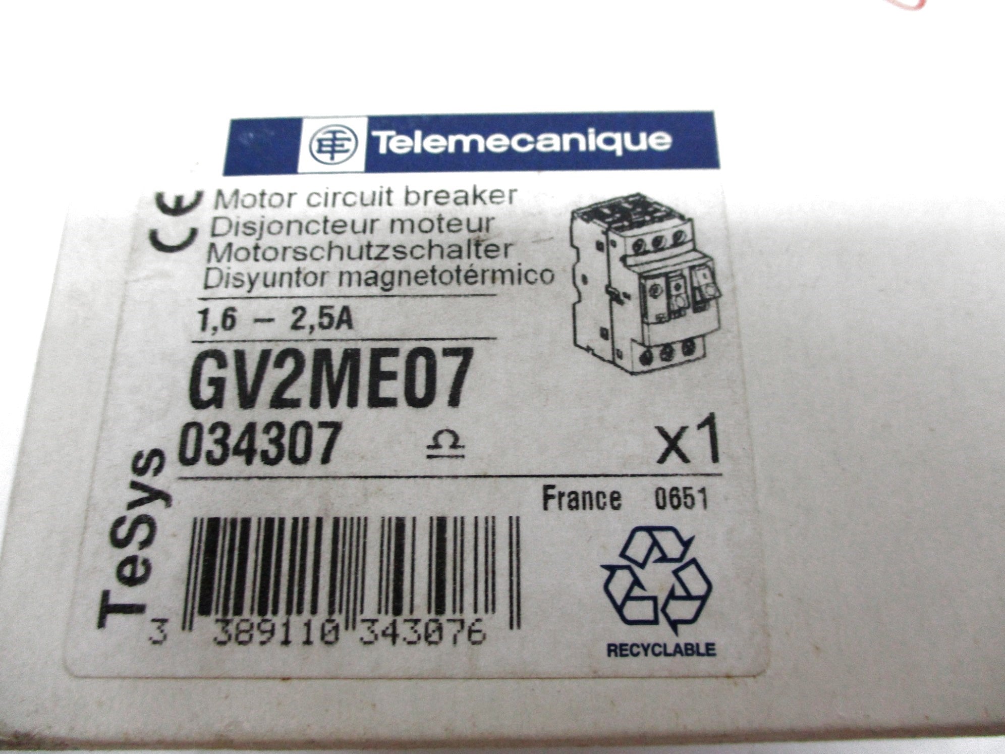 TELEMECANIQUE GV2ME07 1.6-2.5A NSMP