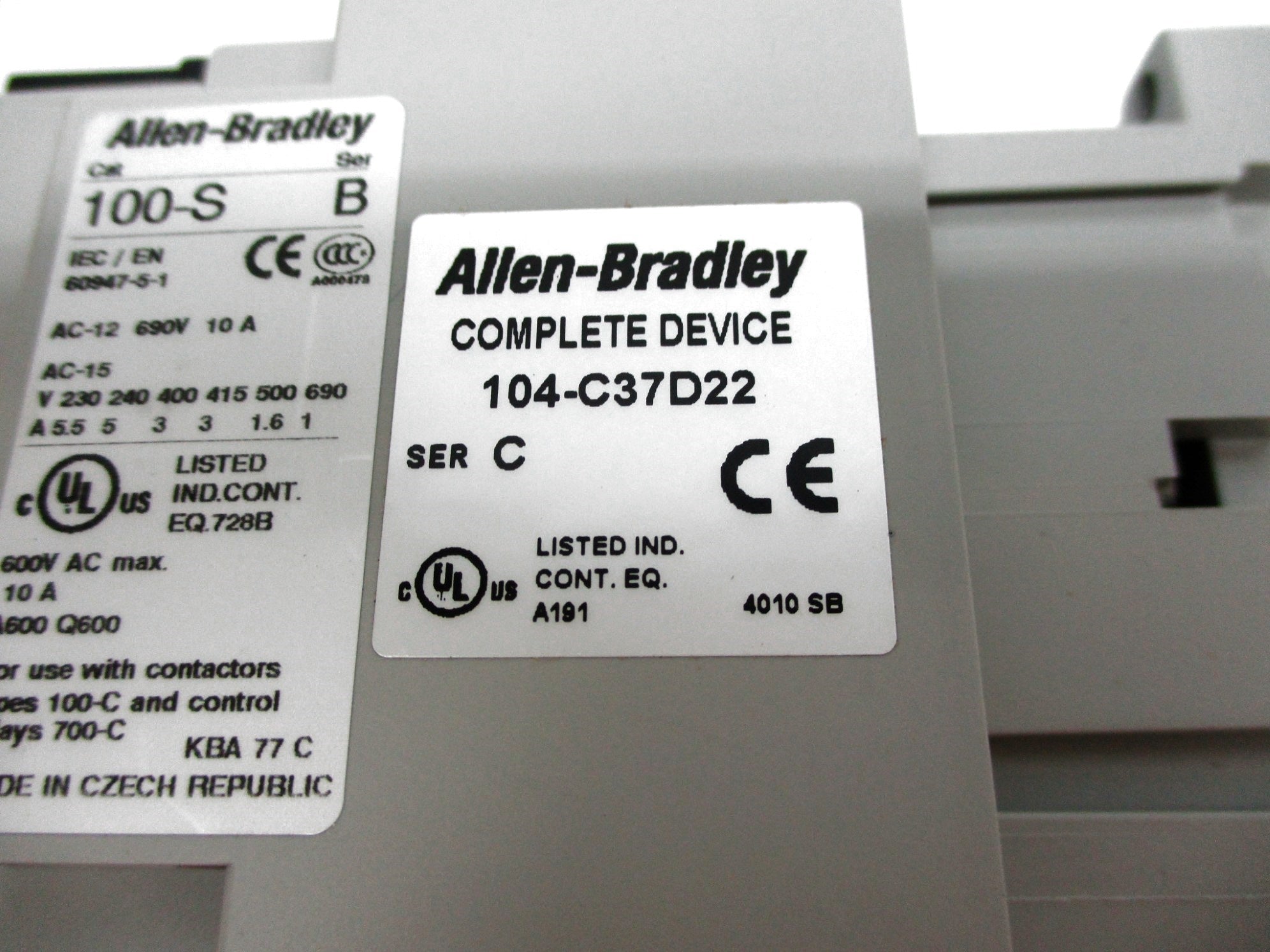 ALLEN BRADLEY 104-C37D22 SER. C 110/120V (BR/WH) NSMP