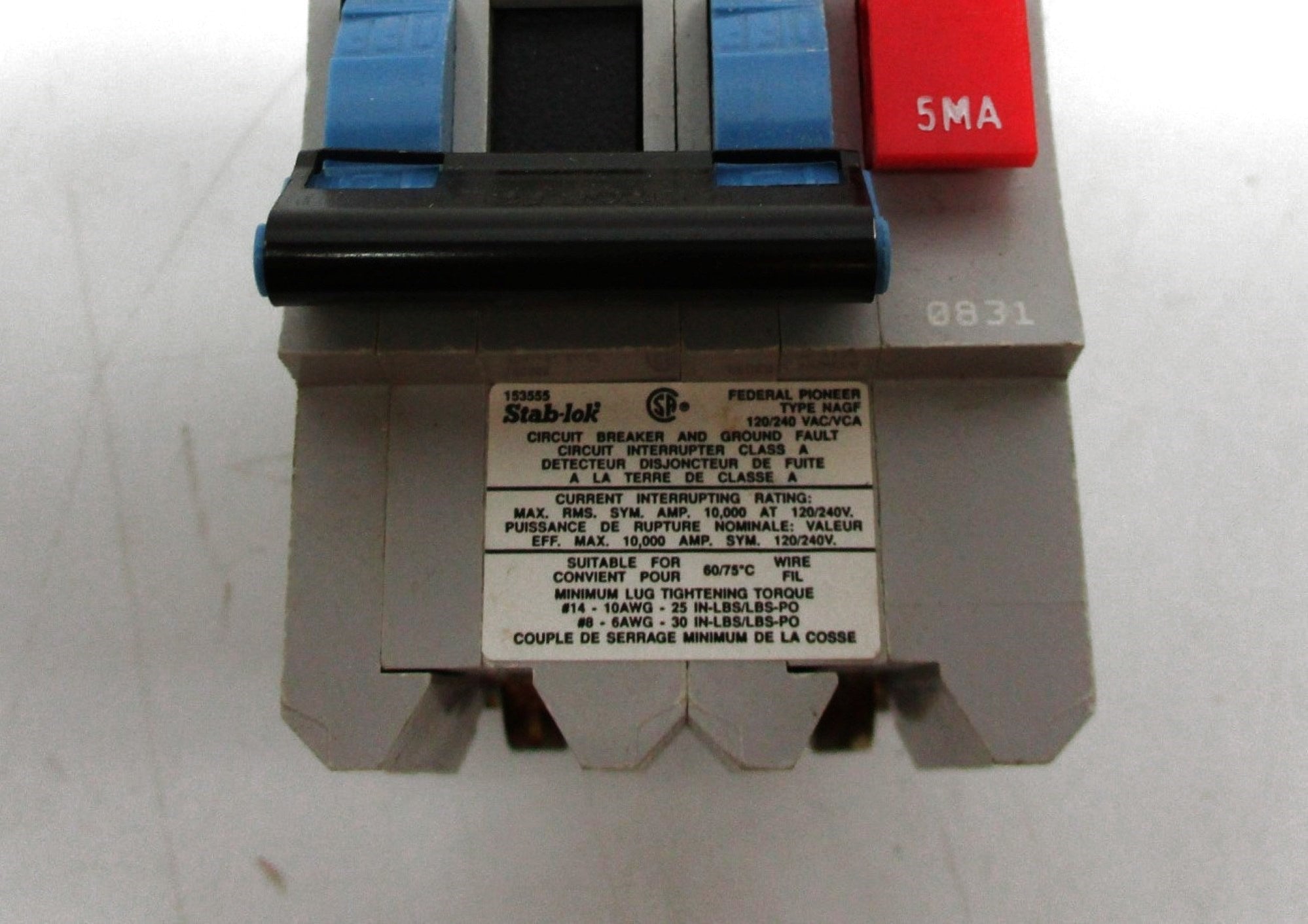 FEDERAL PIONEER NAGF-215 15A 120/240V NSMP