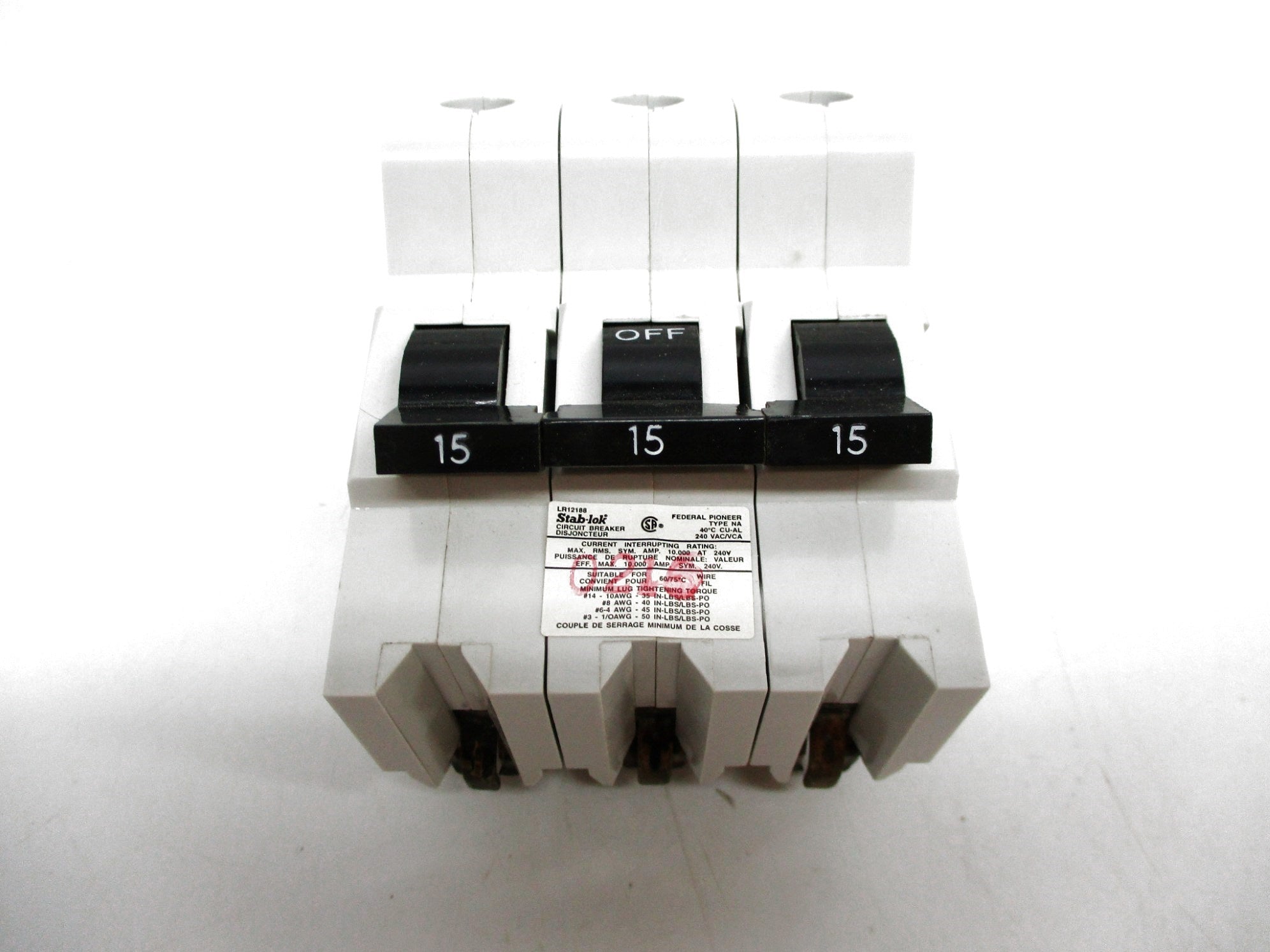 FEDERAL PIONEER NA3P15 15A 240VAC NSMP