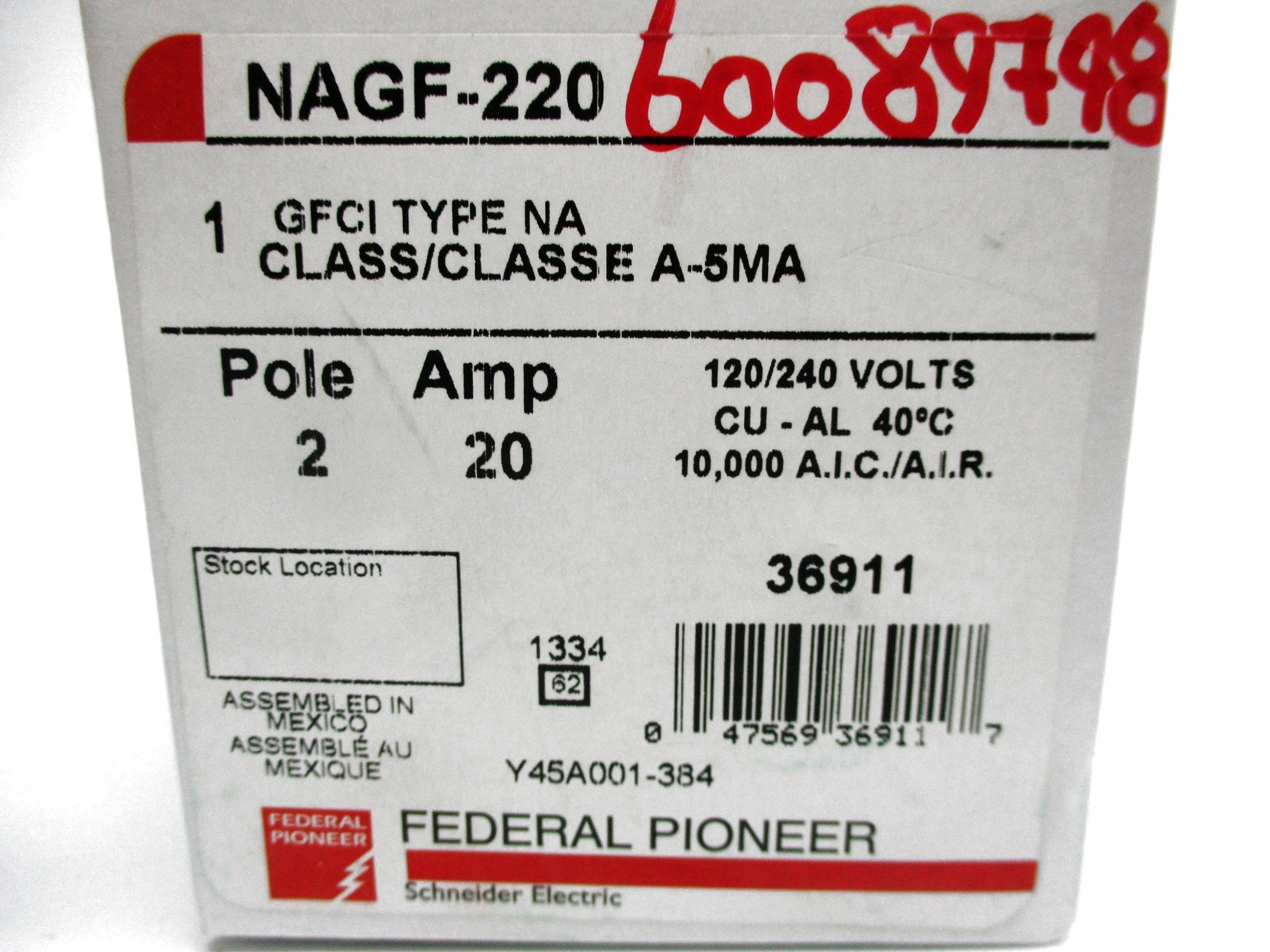 FEDERAL PIONEER NAGF-220 20A 120/240VAC NSMP