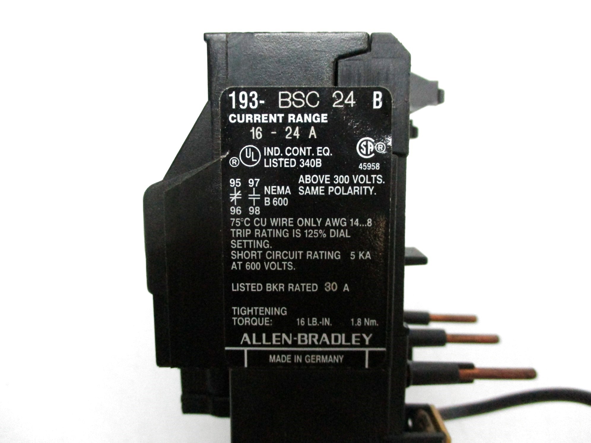 ALLEN BRADLEY 193-BSC24 SER. B 16-24A (BK/GD) NSMP