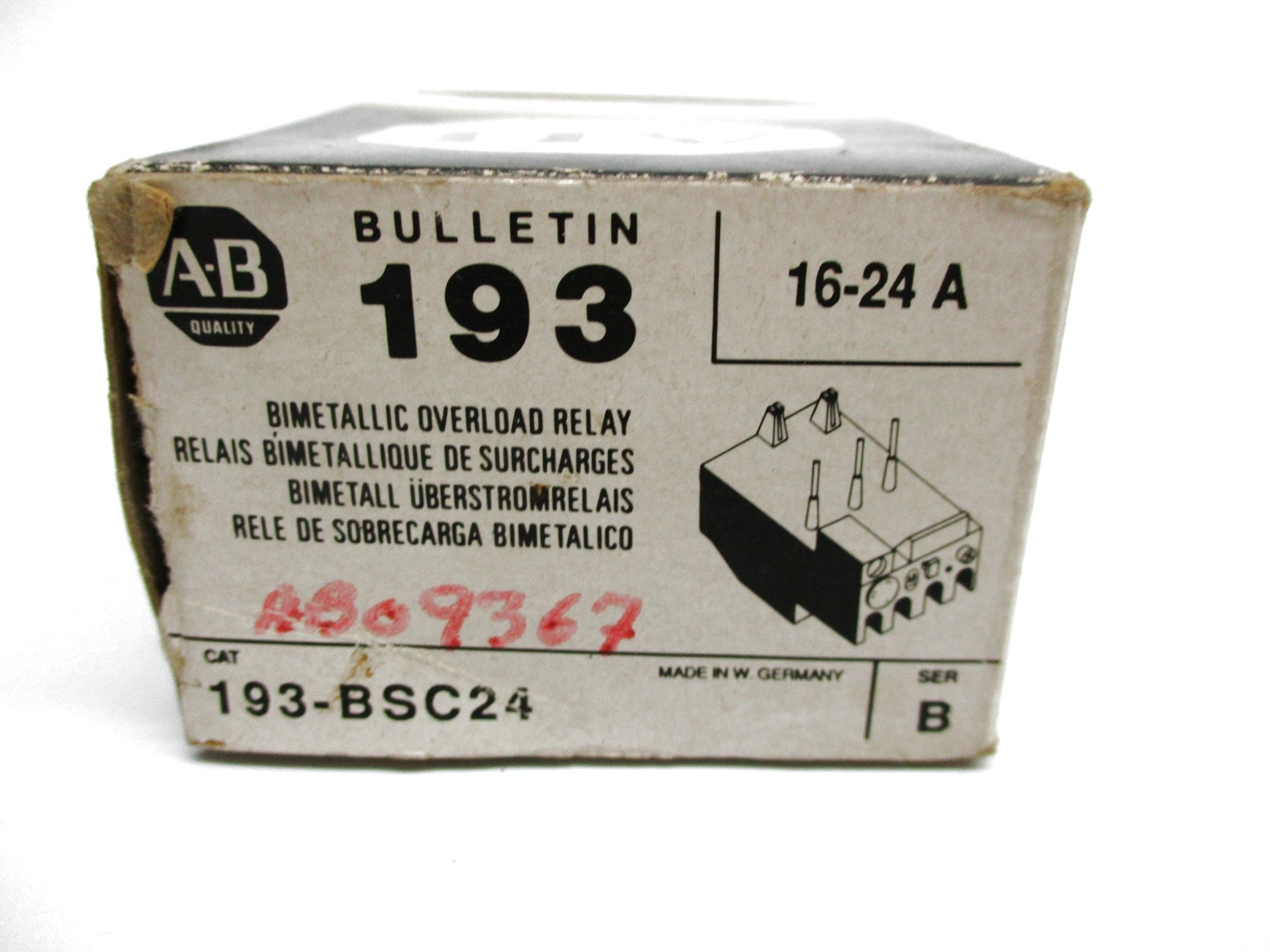 ALLEN BRADLEY 193-BSC24 SER. B 16-24A (BK/GD) NSMP
