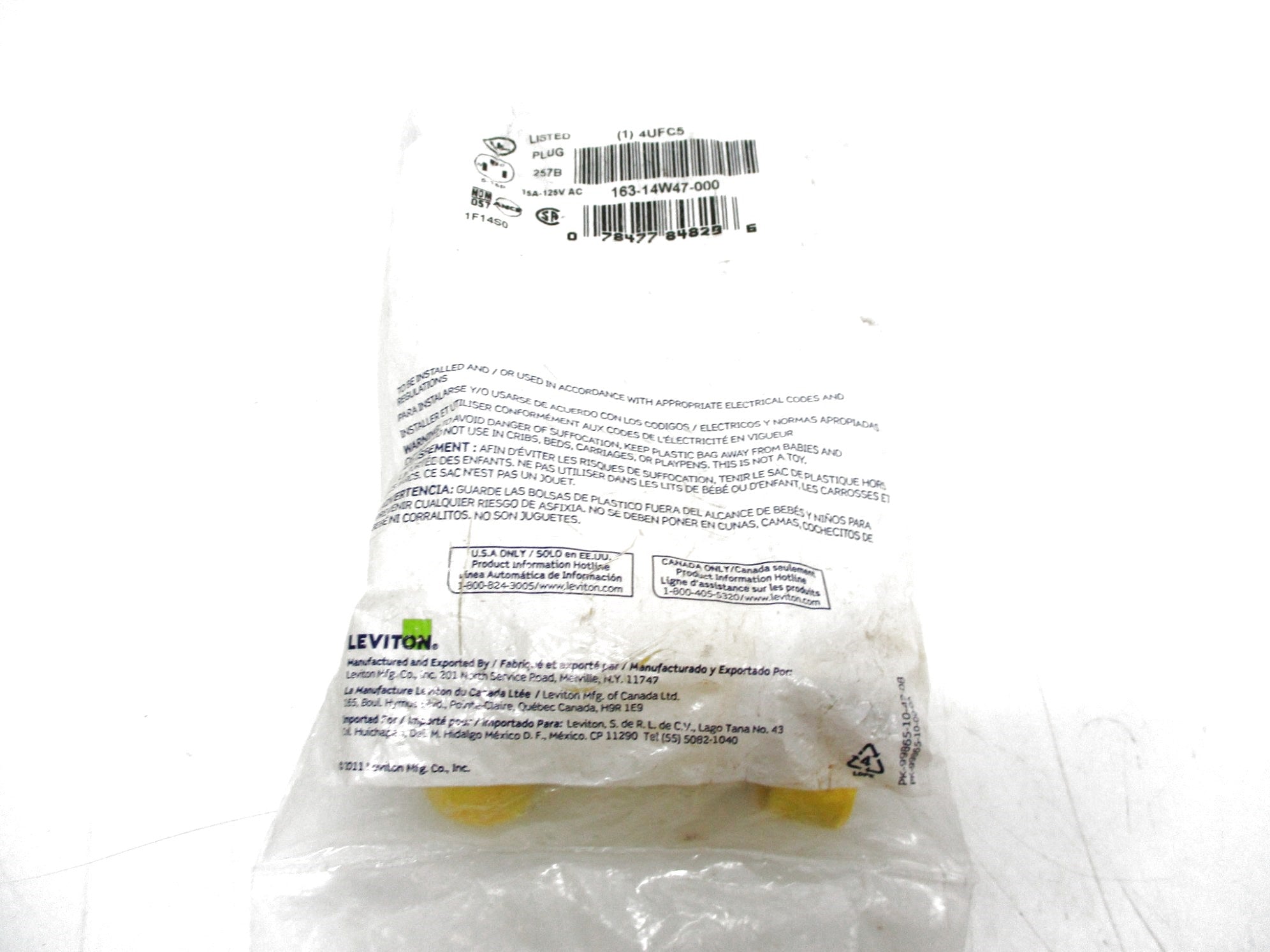 LEVITON 163-14W47-000 125VAC 15A NSMP