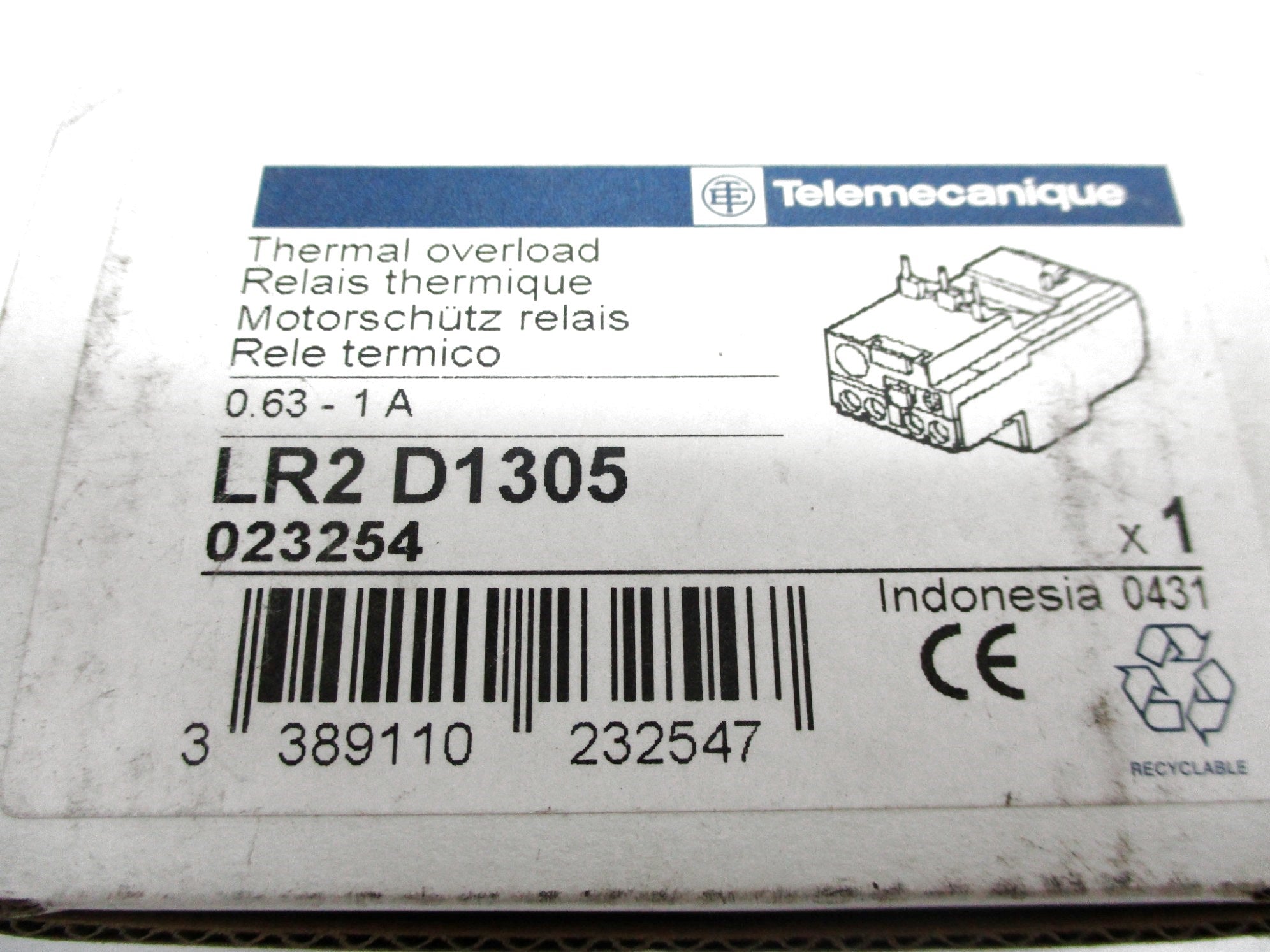 TELEMECANIQUE LR2D1305 600VAC 0.63-1A NSMP