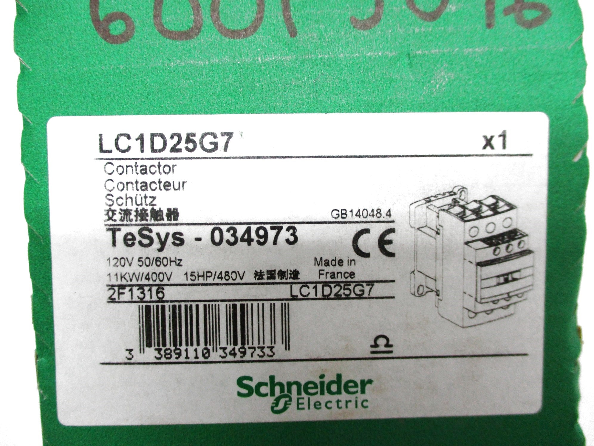 SCHNEIDER ELECTRIC LC1D25G7 120V 40A NSMP