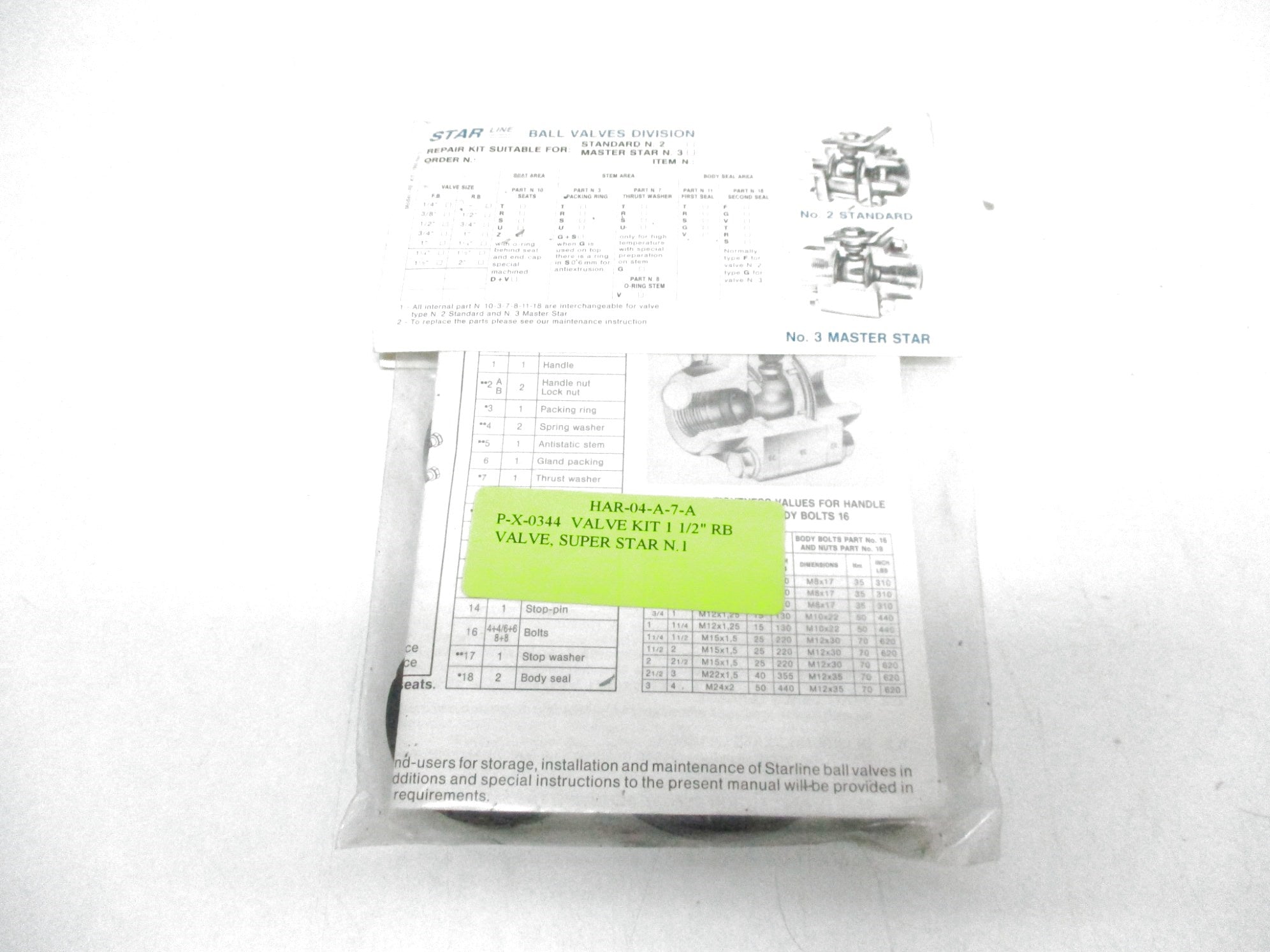 STAR LINE HAR-04-A-7-A 1-1/2" NSMP