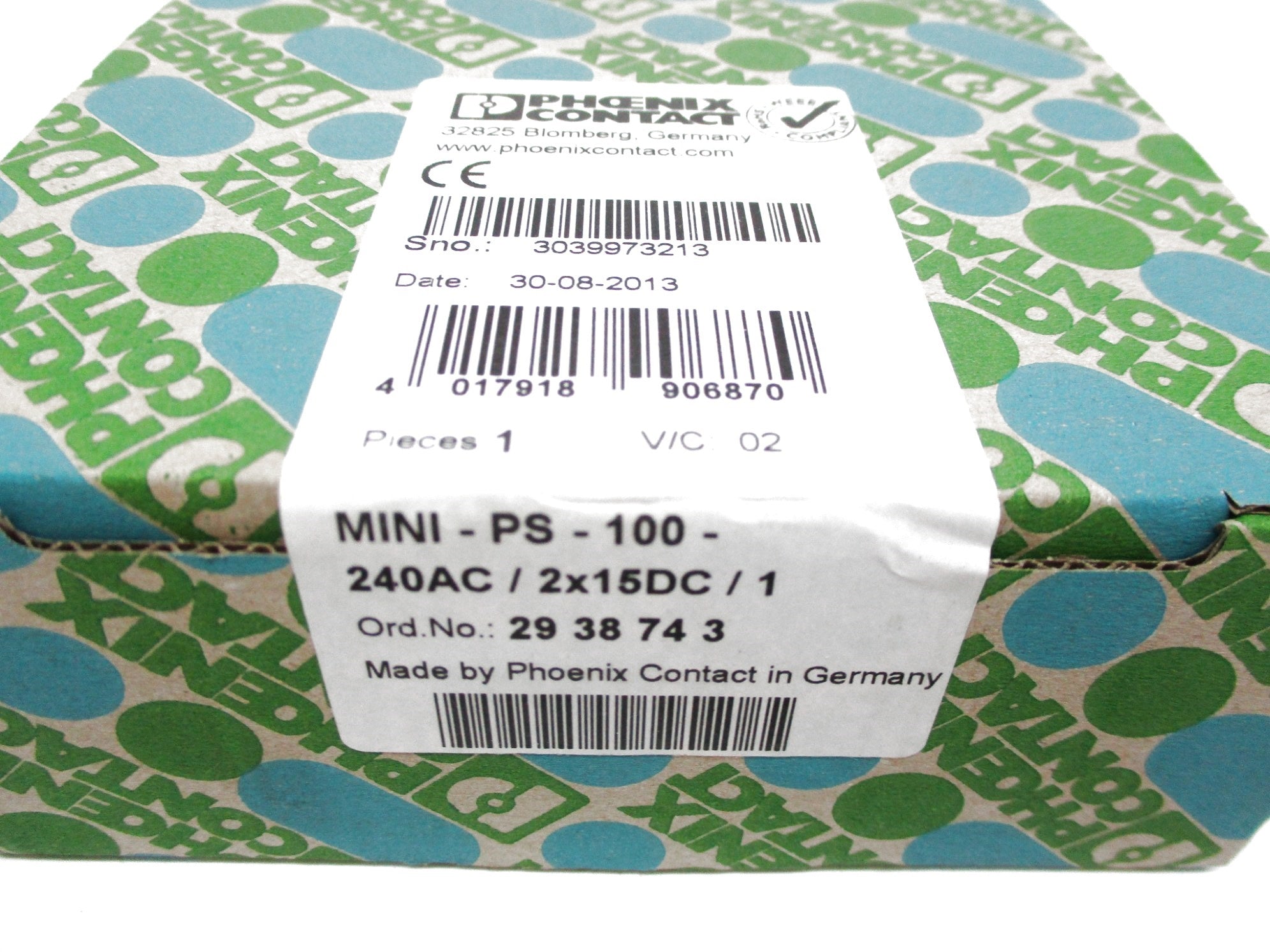 PHOENIX CONTACT MINI-PS-100-240AC/2X15DC/1 NSFS