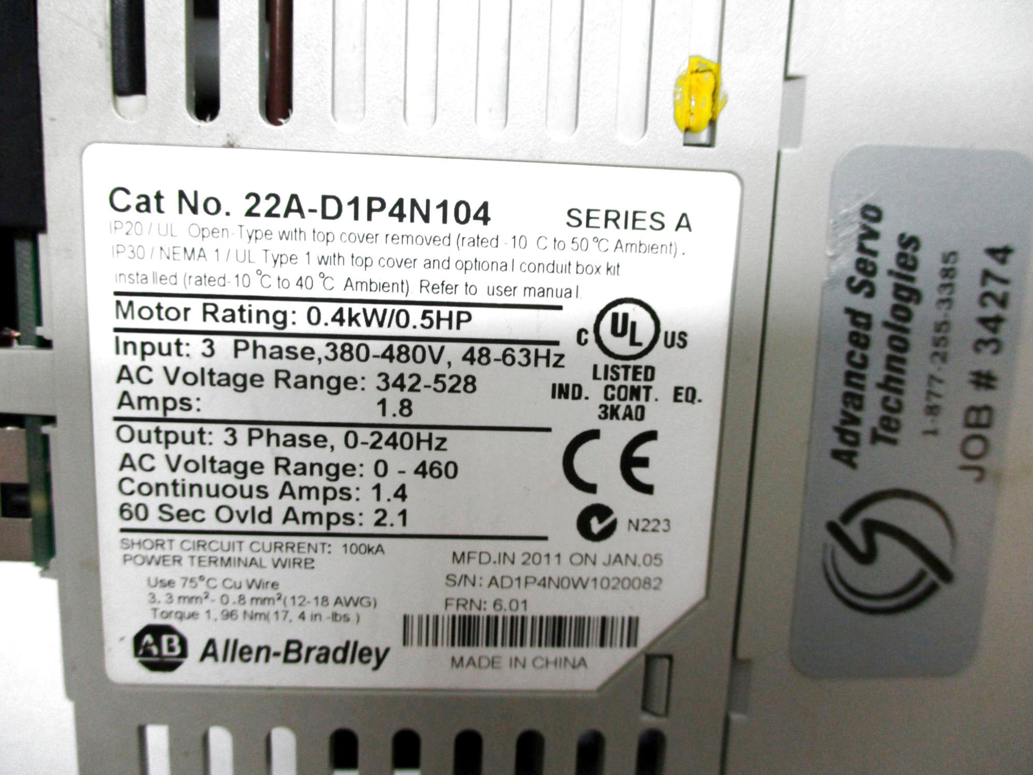 ALLEN BRADLEY 22A-D1P4N104 SER. A F/W 6.01 (AS PICTURED) UNMP
