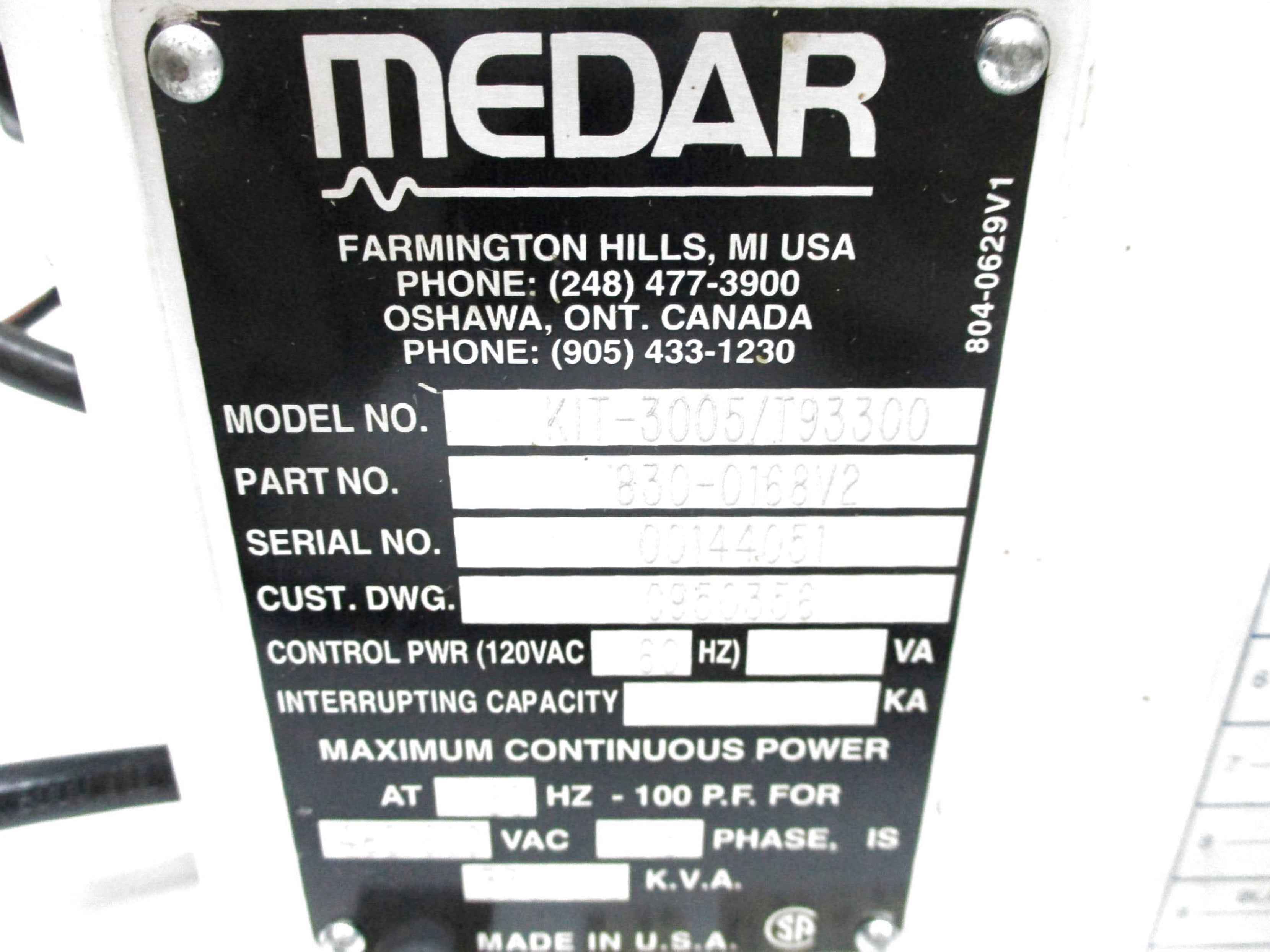 MEDAR KIT-3005/T93301 830-0168V2 120VAC UNMP