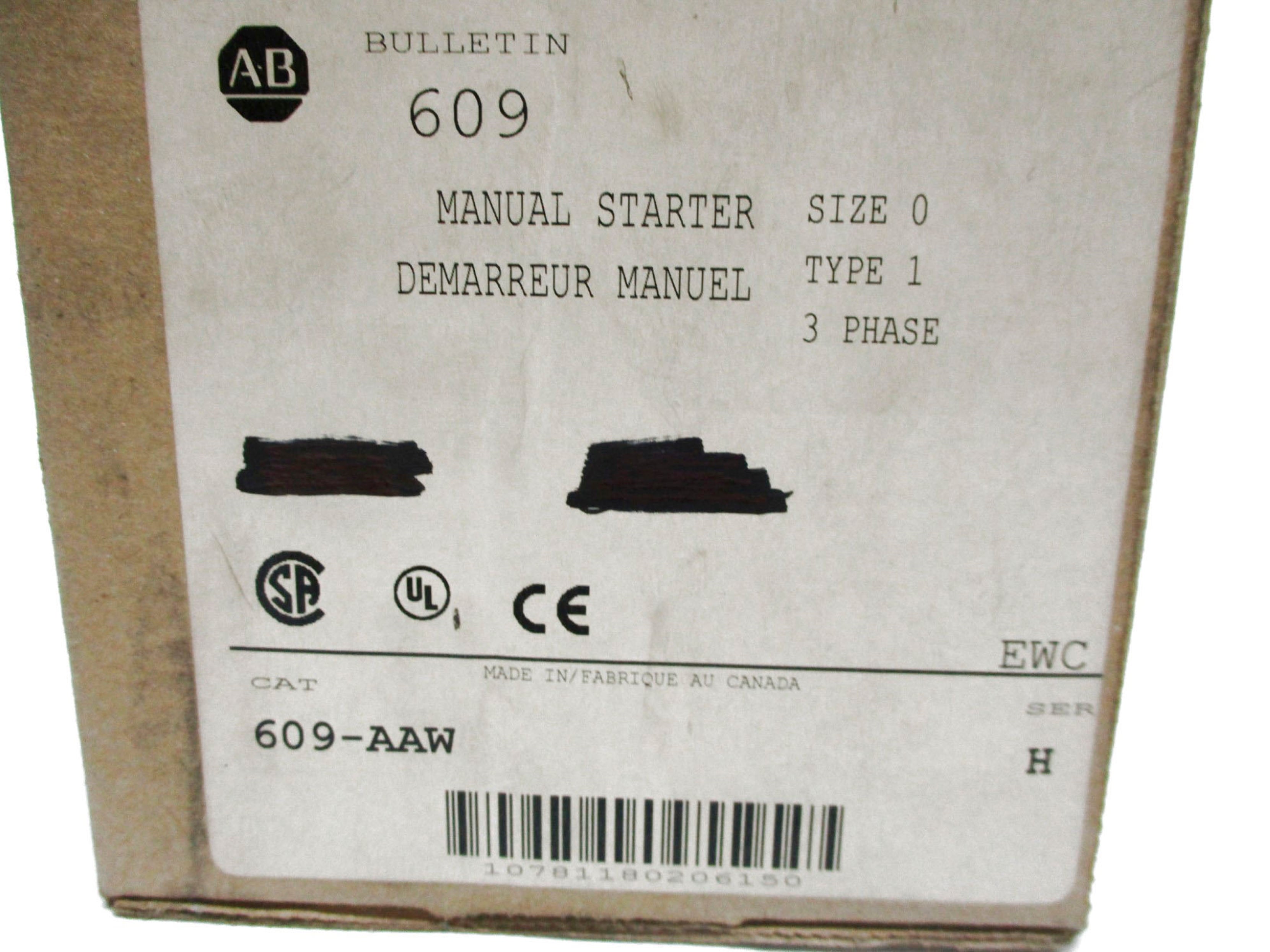 INDUSTRIAL SPARE PART 609-AAW SER. H (AS PICTURED) (BR/WH) NSMP