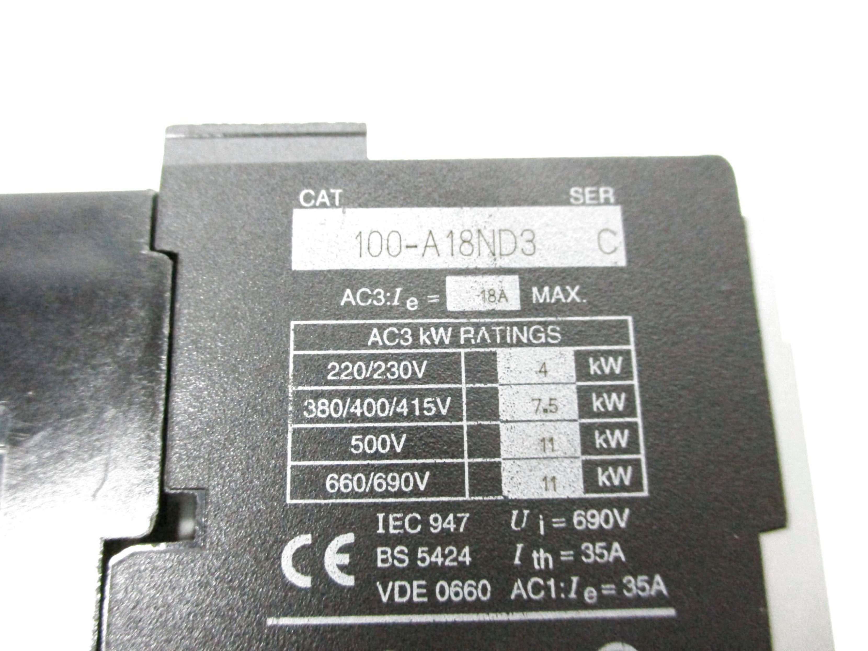 ALLEN BRADLEY 100-A18ND3 SER. C 110/120V (GY/BL) NSMP