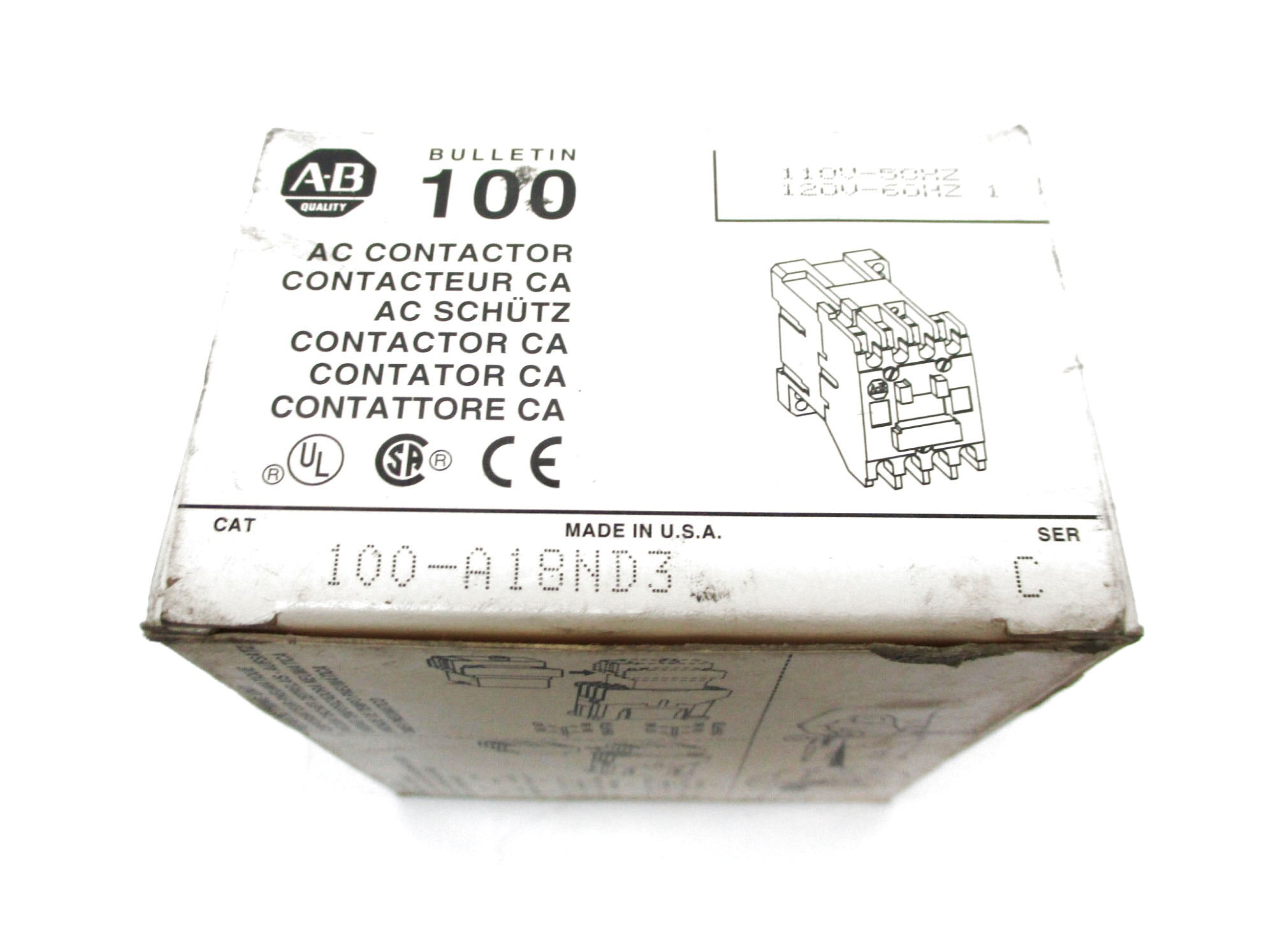 ALLEN BRADLEY 100-A18ND3 SER. C 110/120V (GY/BL) NSMP