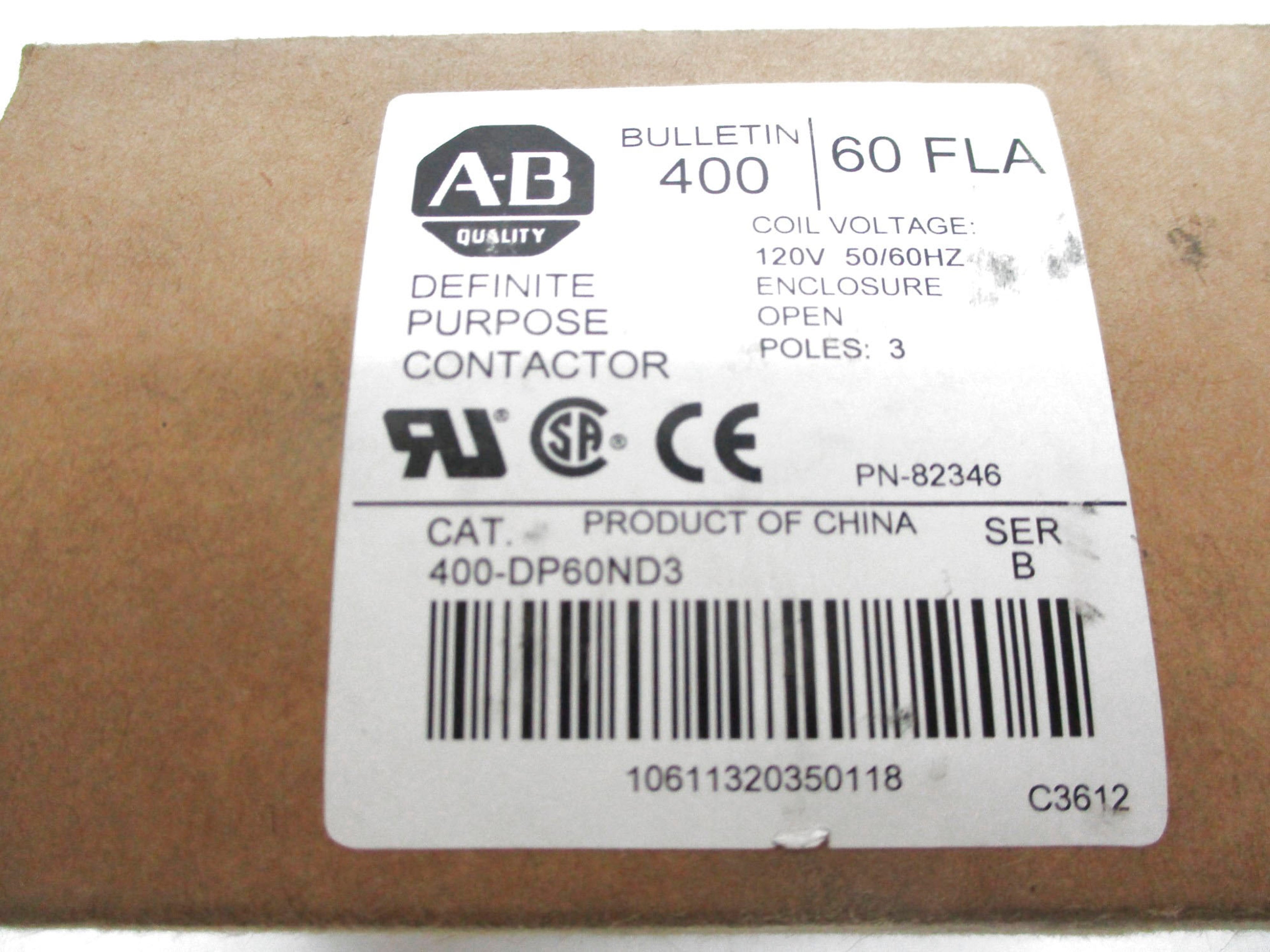 ALLEN BRADLEY 400-DP60ND3 SER. B 120VAC (BR/WH) NSMP