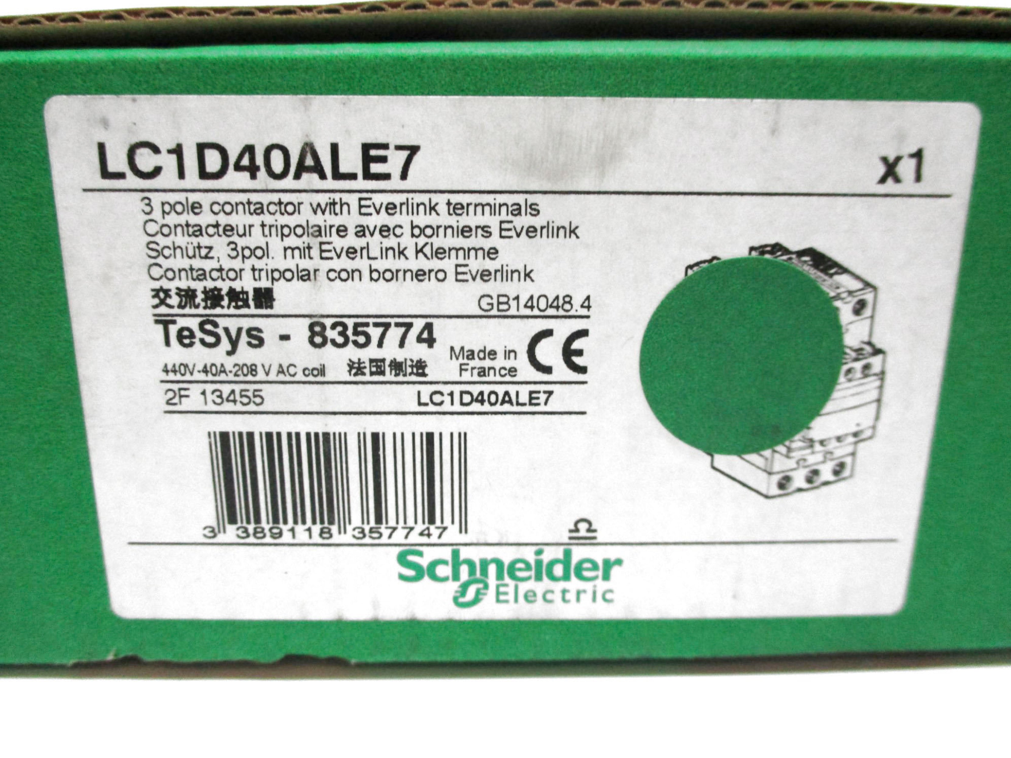 SCHNEIDER ELECTRIC LC1D40ALE7 208V NSMP