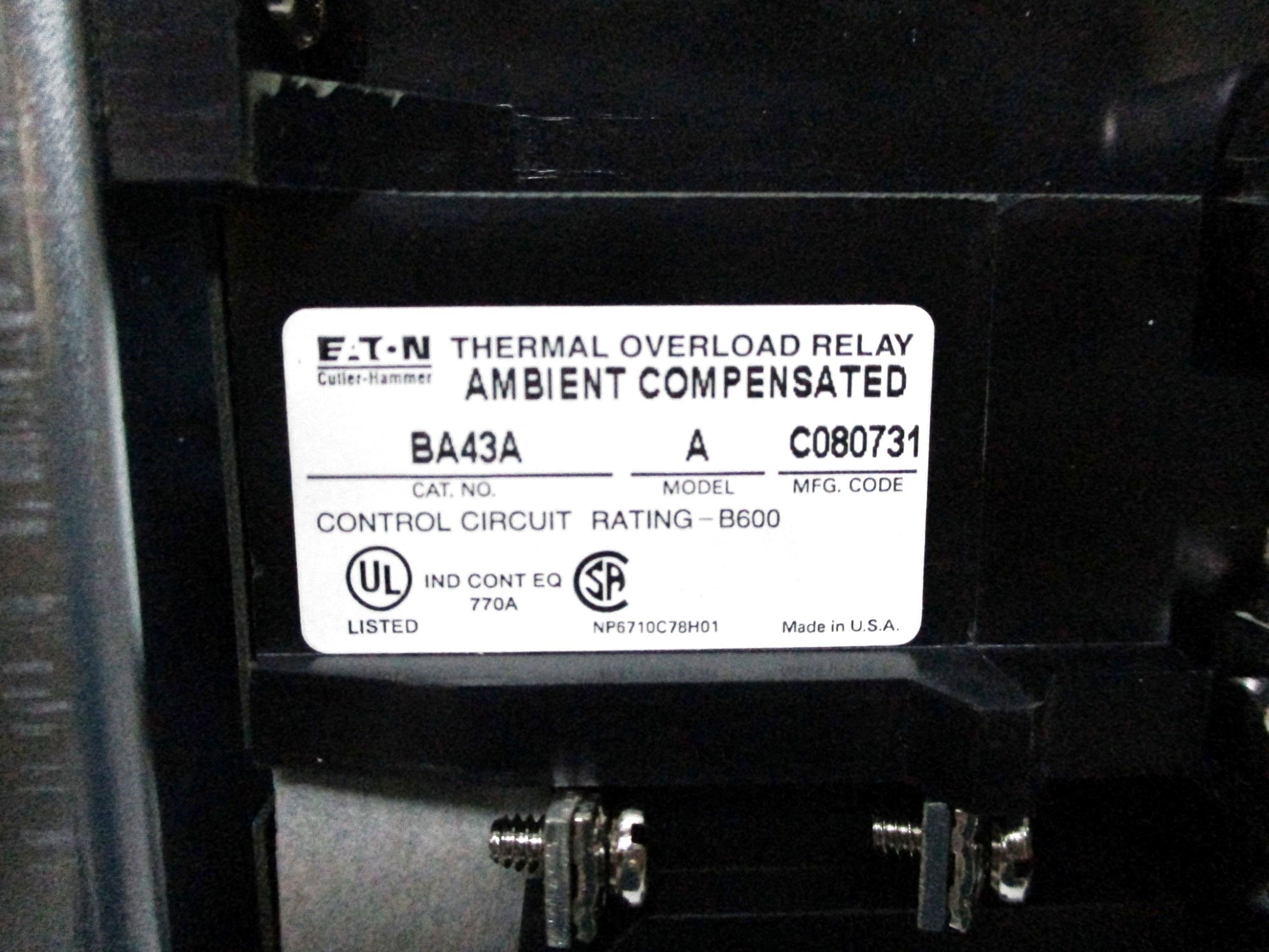 CUTLER HAMMER BA43A NSMP