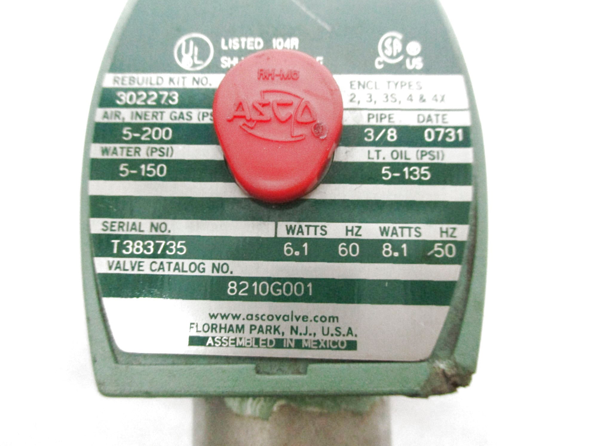 ASCO 8210G001 120/60 110/50 UNMP