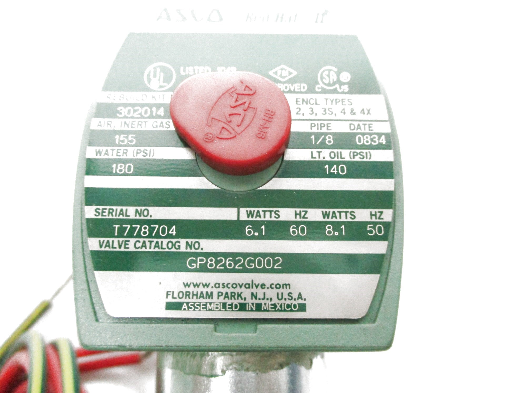 ASCO GP8262G002 120/60 110/50 180PSI NSMP