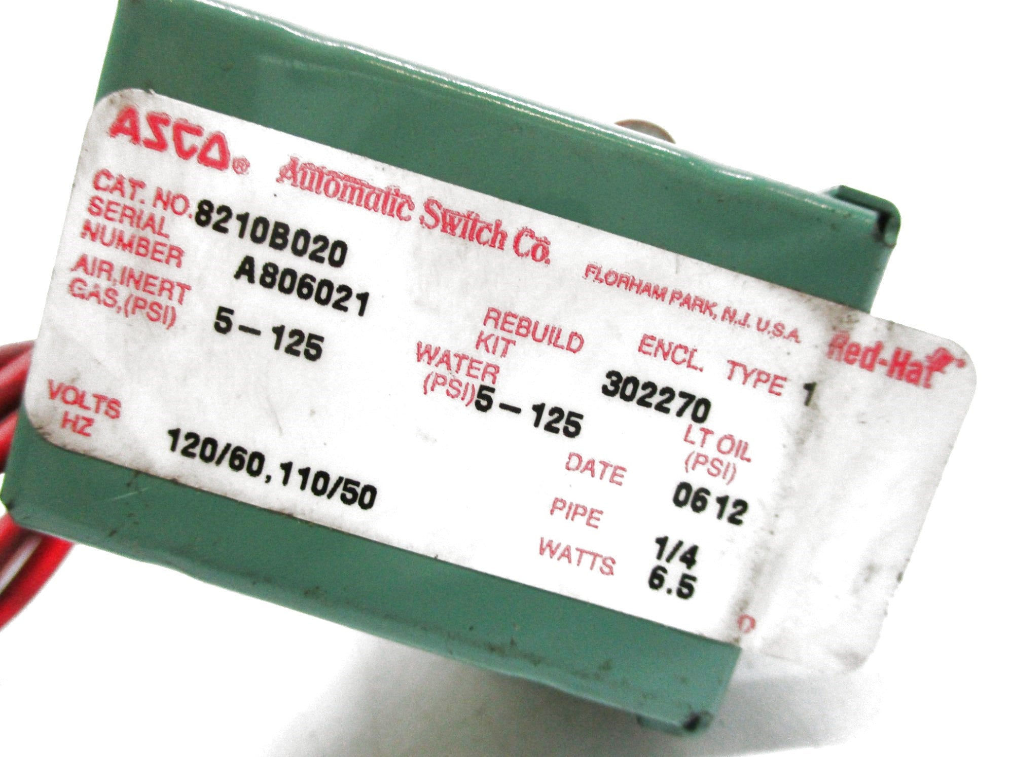 ASCO 8210B020 120/60 110/50 5-125PSI UNMP