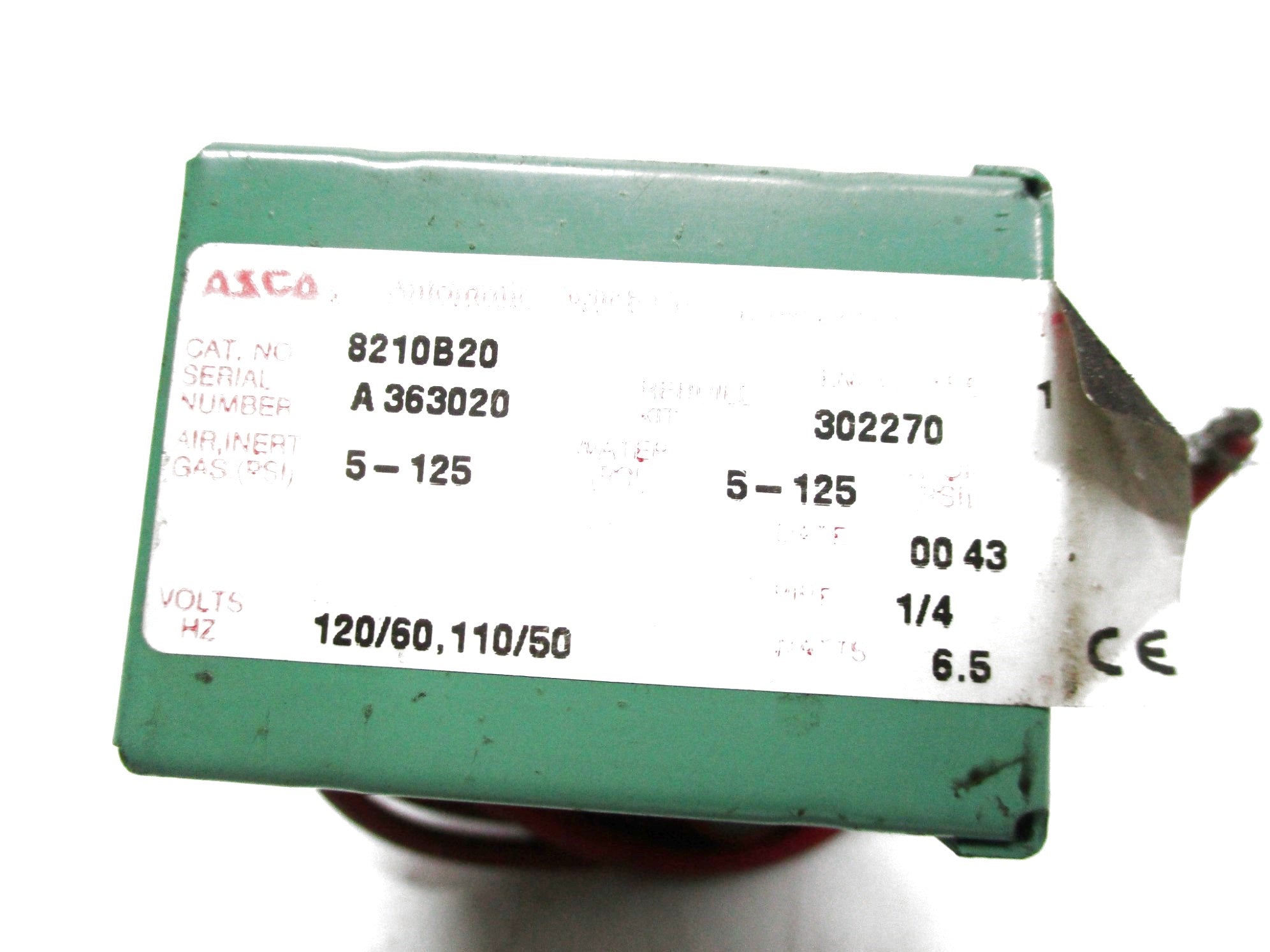 ASCO 8210B20 120/60 110/50 5-125PSI UNMP