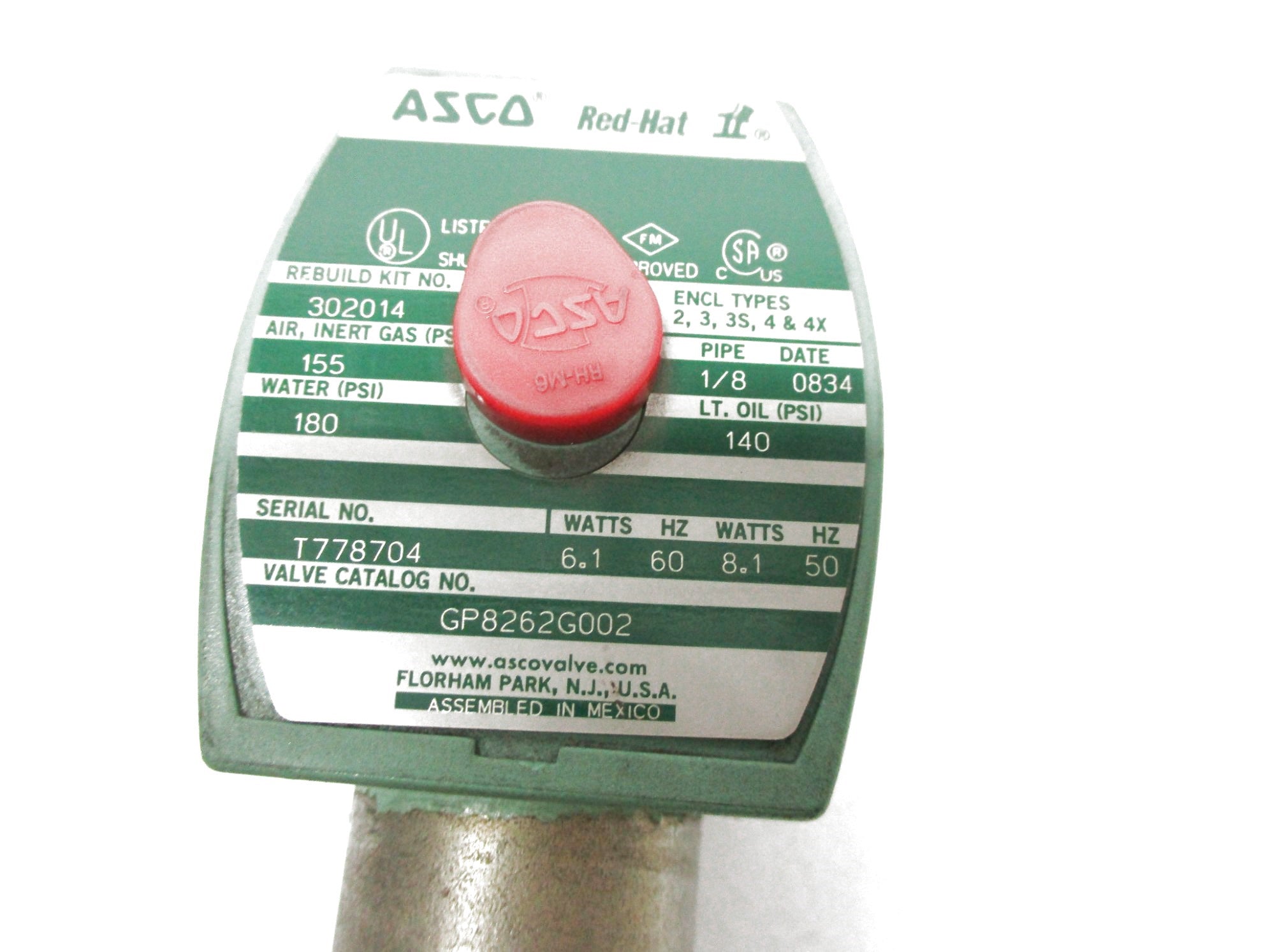 ASCO GP8262G002 120/60 110/50 180PSI UNMP