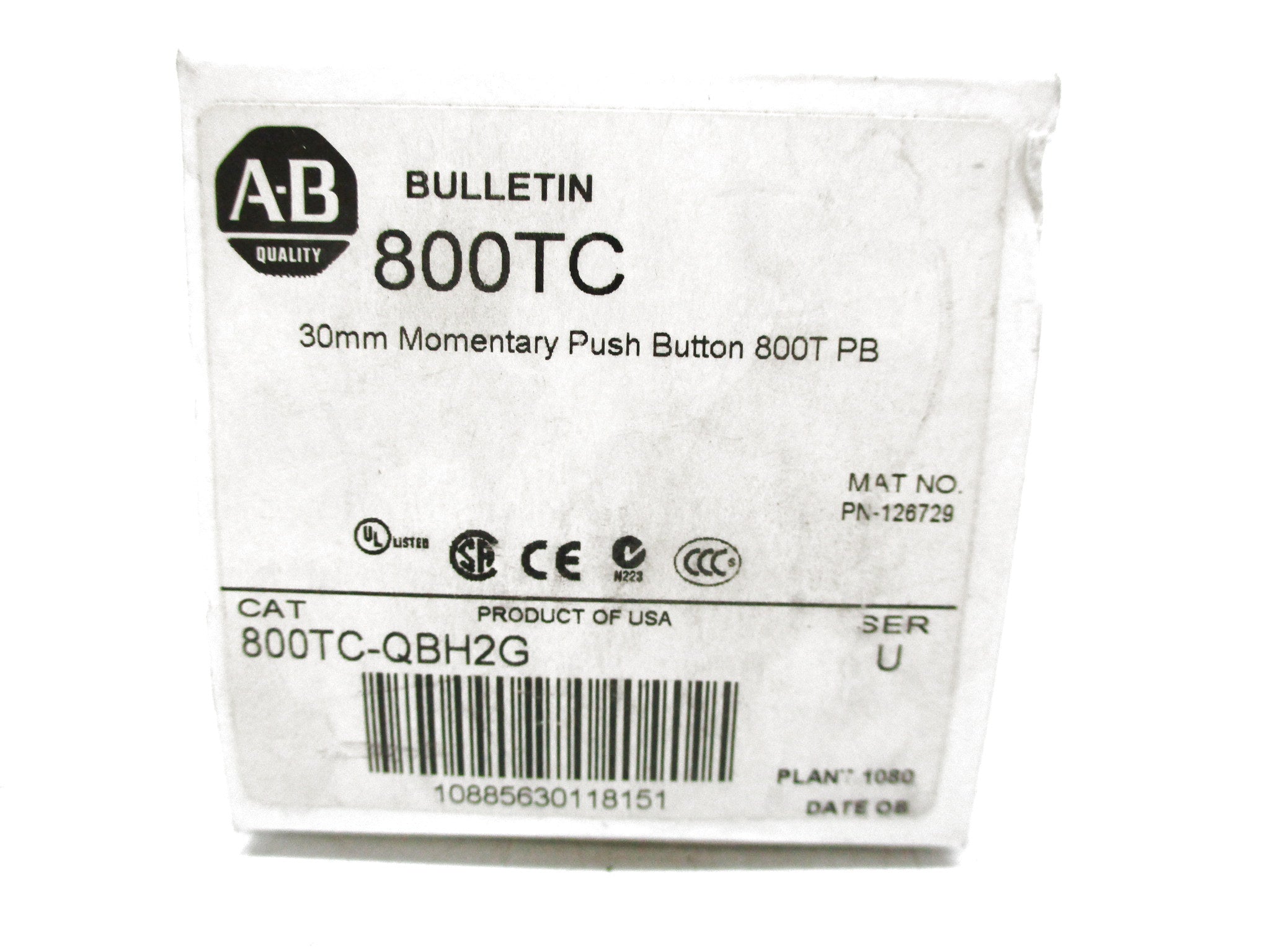 ALLEN BRADLEY 800TC-QBH2G SER. U  (WH) NSMP