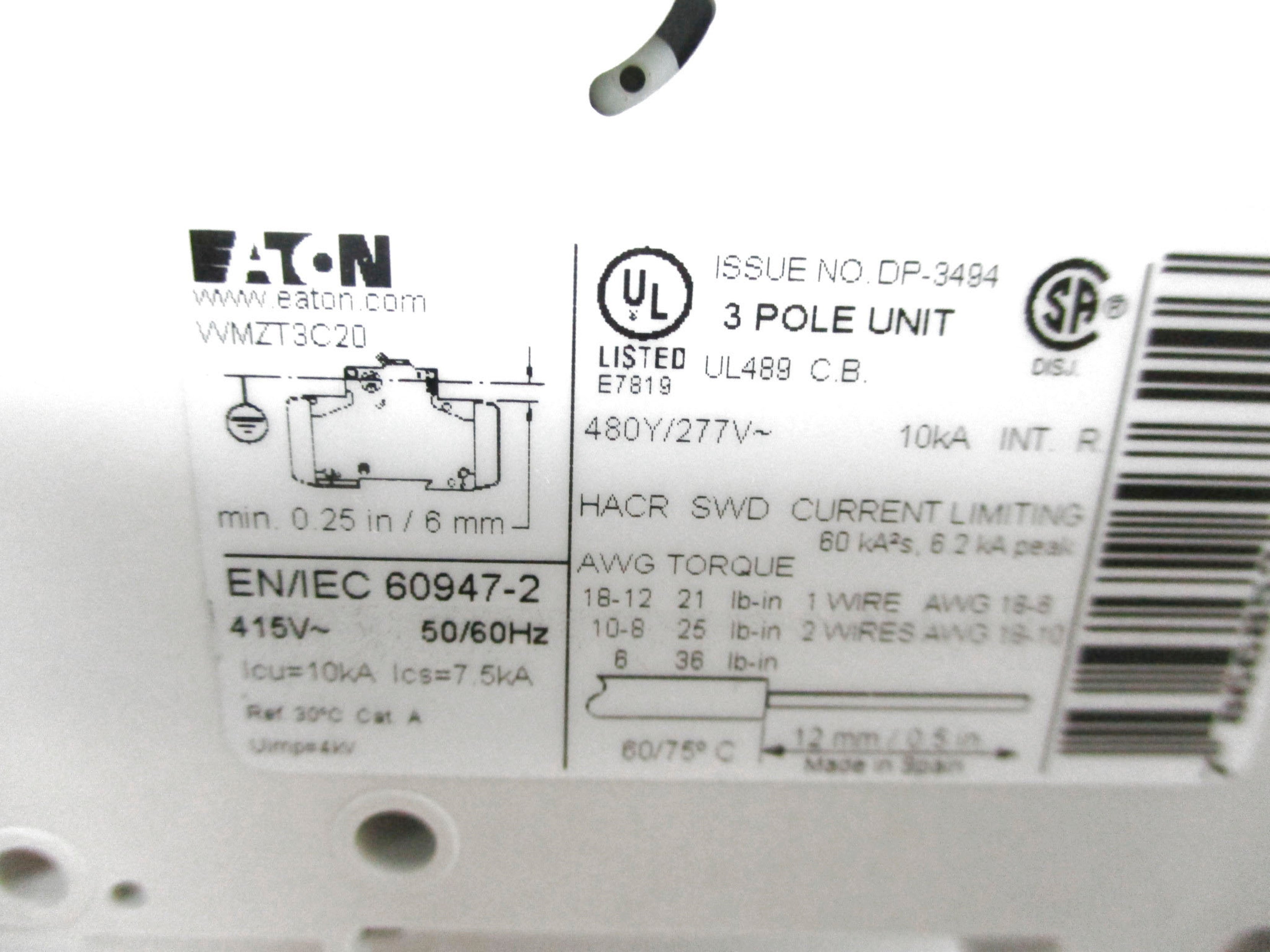 EATON WMZT3C20 20A 277V NSMP