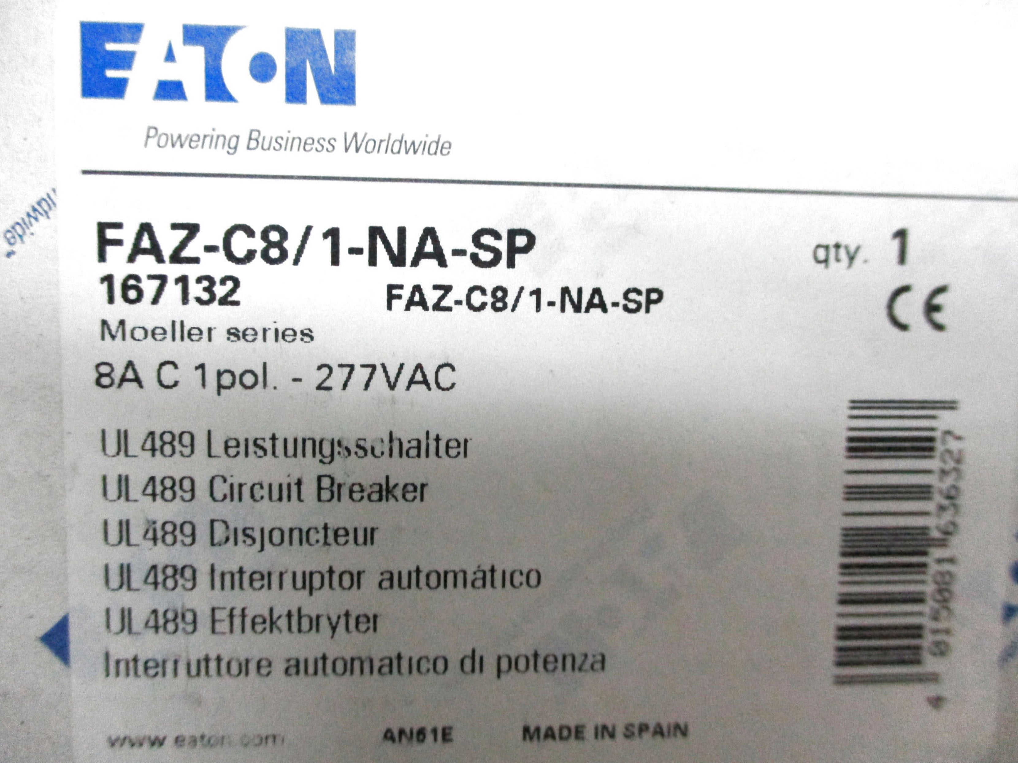 EATON FAZ-C8/1-NA-SP 8A 277VAC NSMP