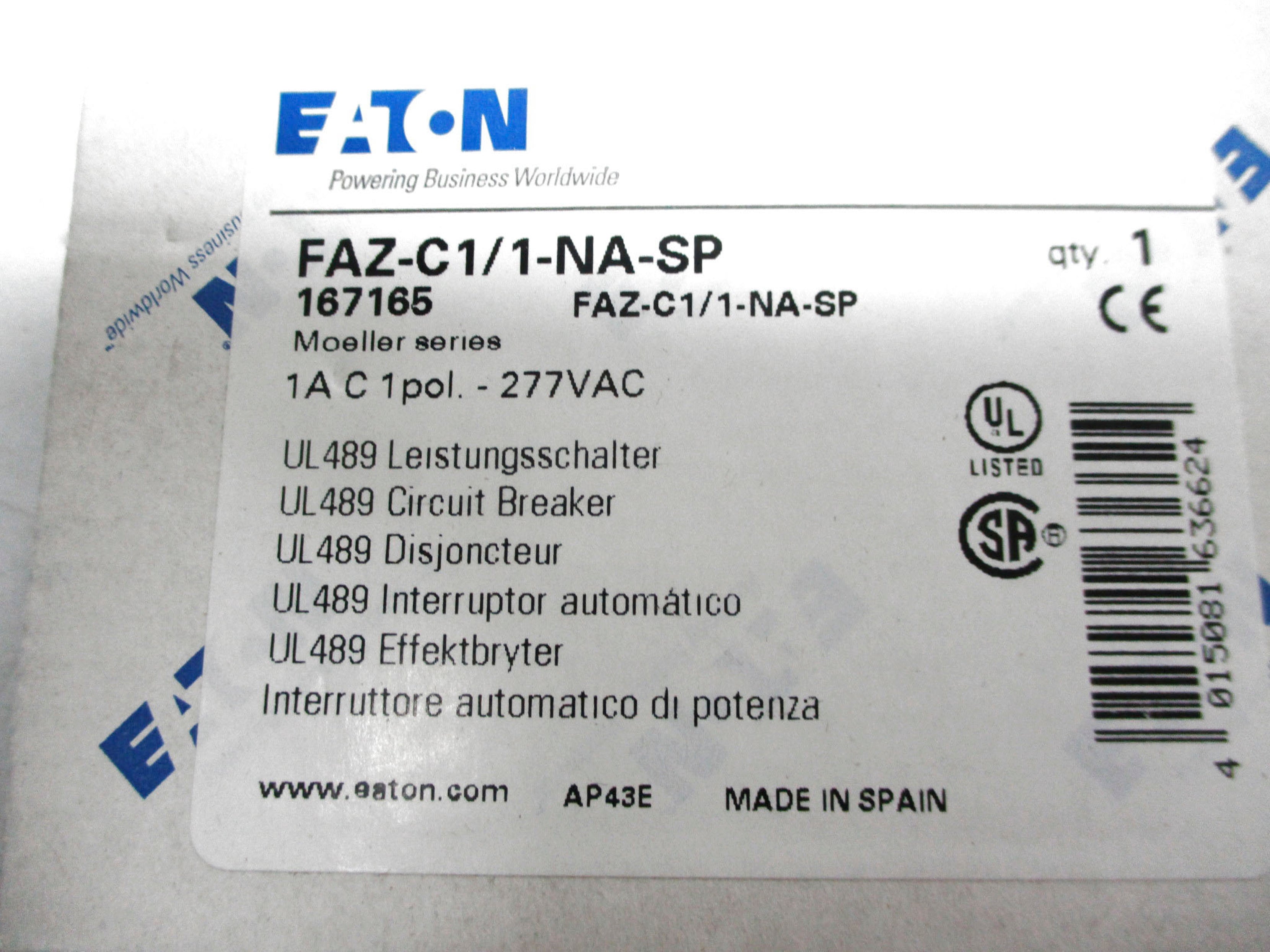 EATON FAZ-C1/1-NA-SP 167175 277VAC 1A NSMP