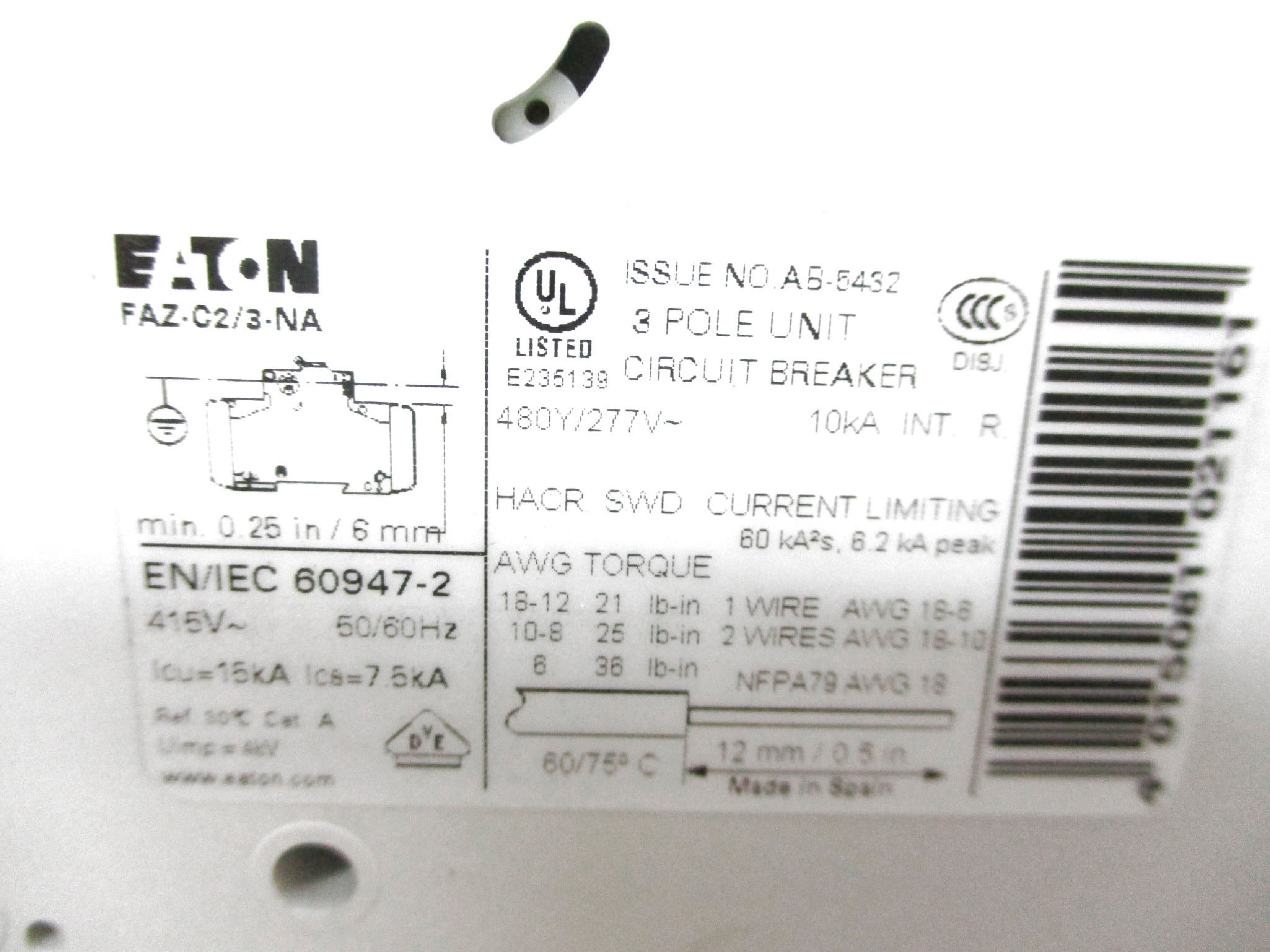 EATON FAZ-C2/3-NA 2A 277V NSNP