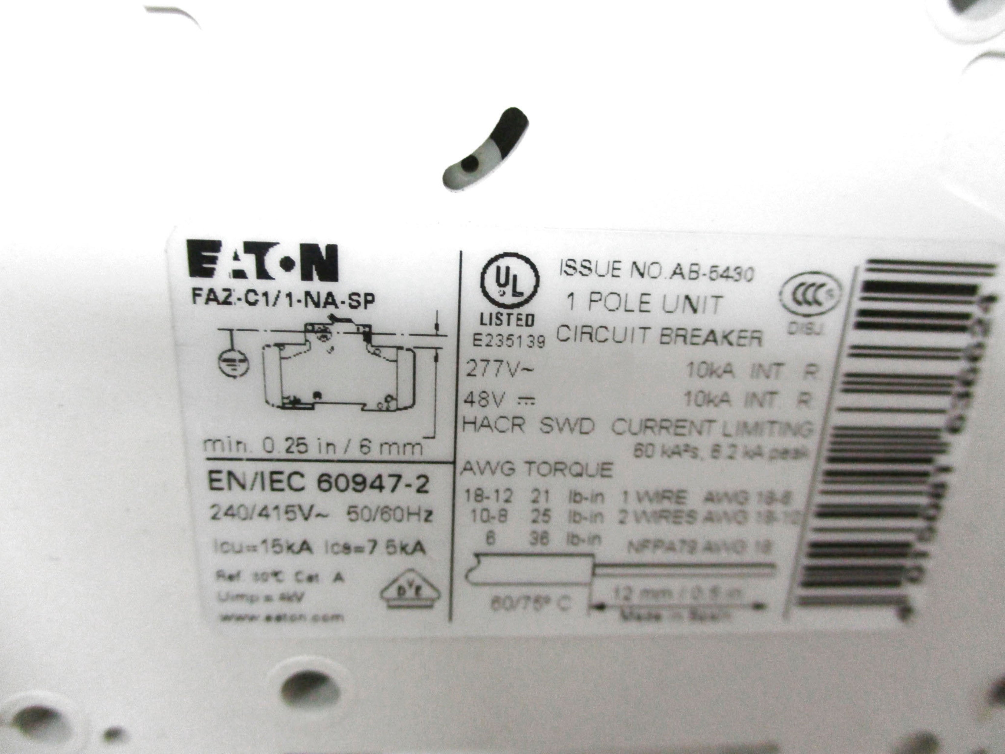 EATON FAZ-C1/1-NA-SP NSNP