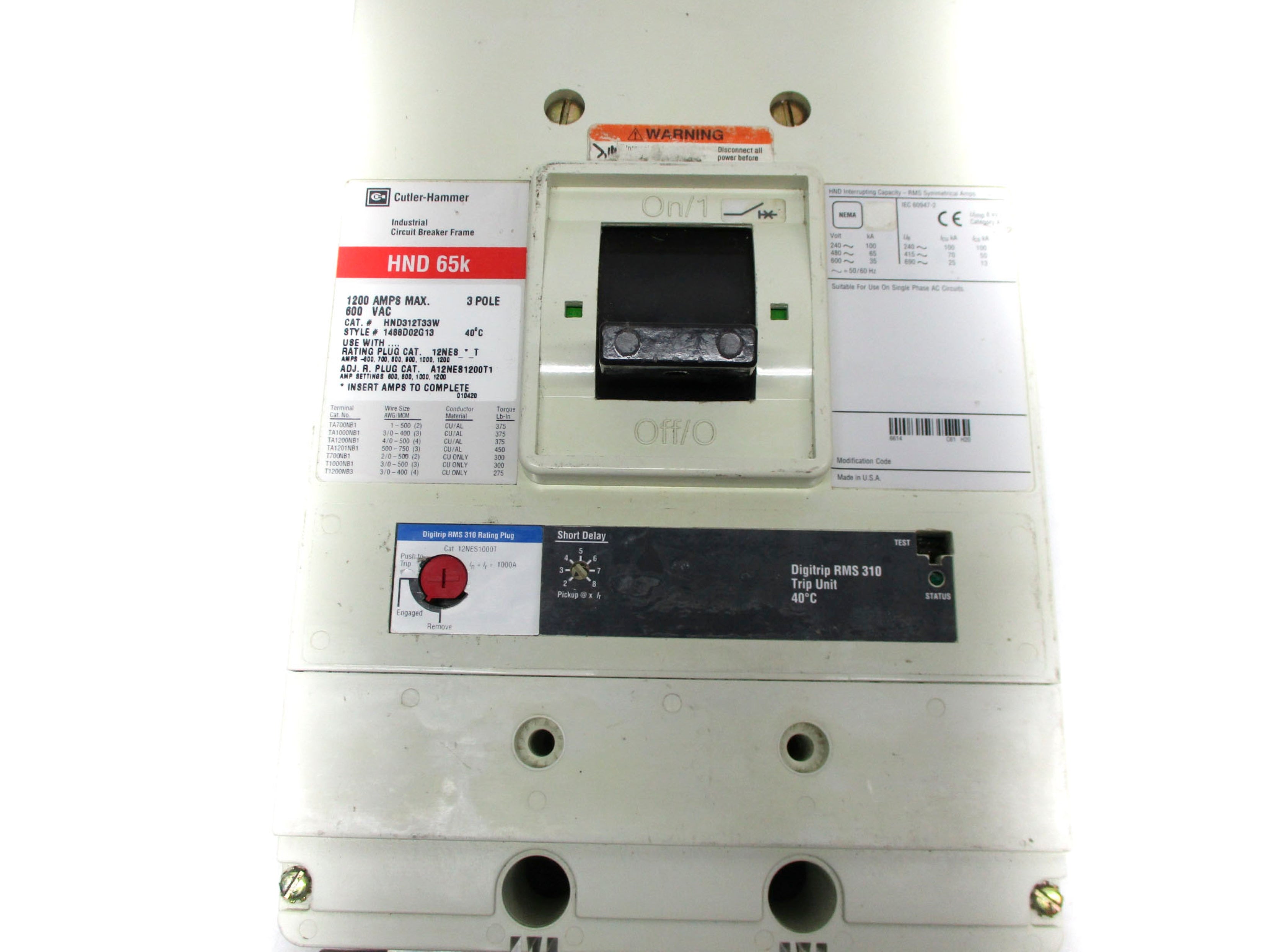 CUTLER HAMMER HND312T33W 1200A 600VAC (AS PICTURED) UNMP