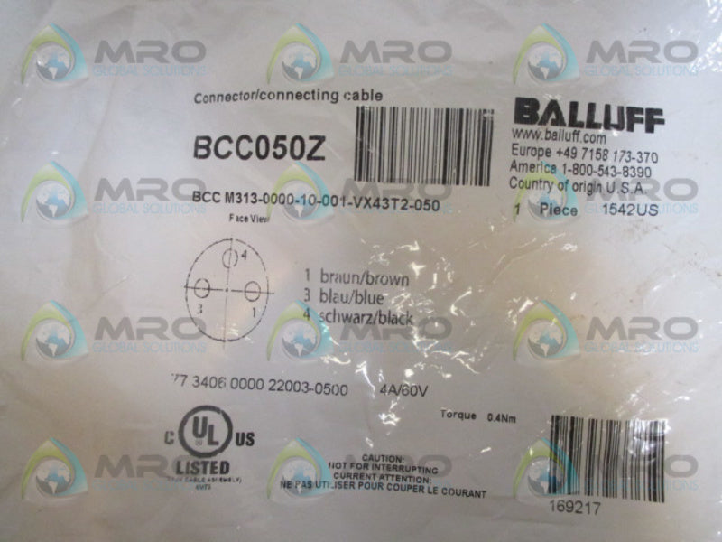 BALLUFF BCCM313-0000-10-001-VX43T2-050 CABLE *NEW IN FACTORY BAG*