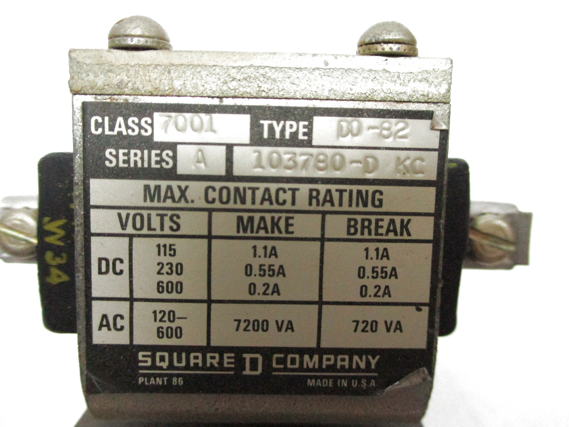 SQUARE D 7001-D082 SER. A 125VDC UNMP