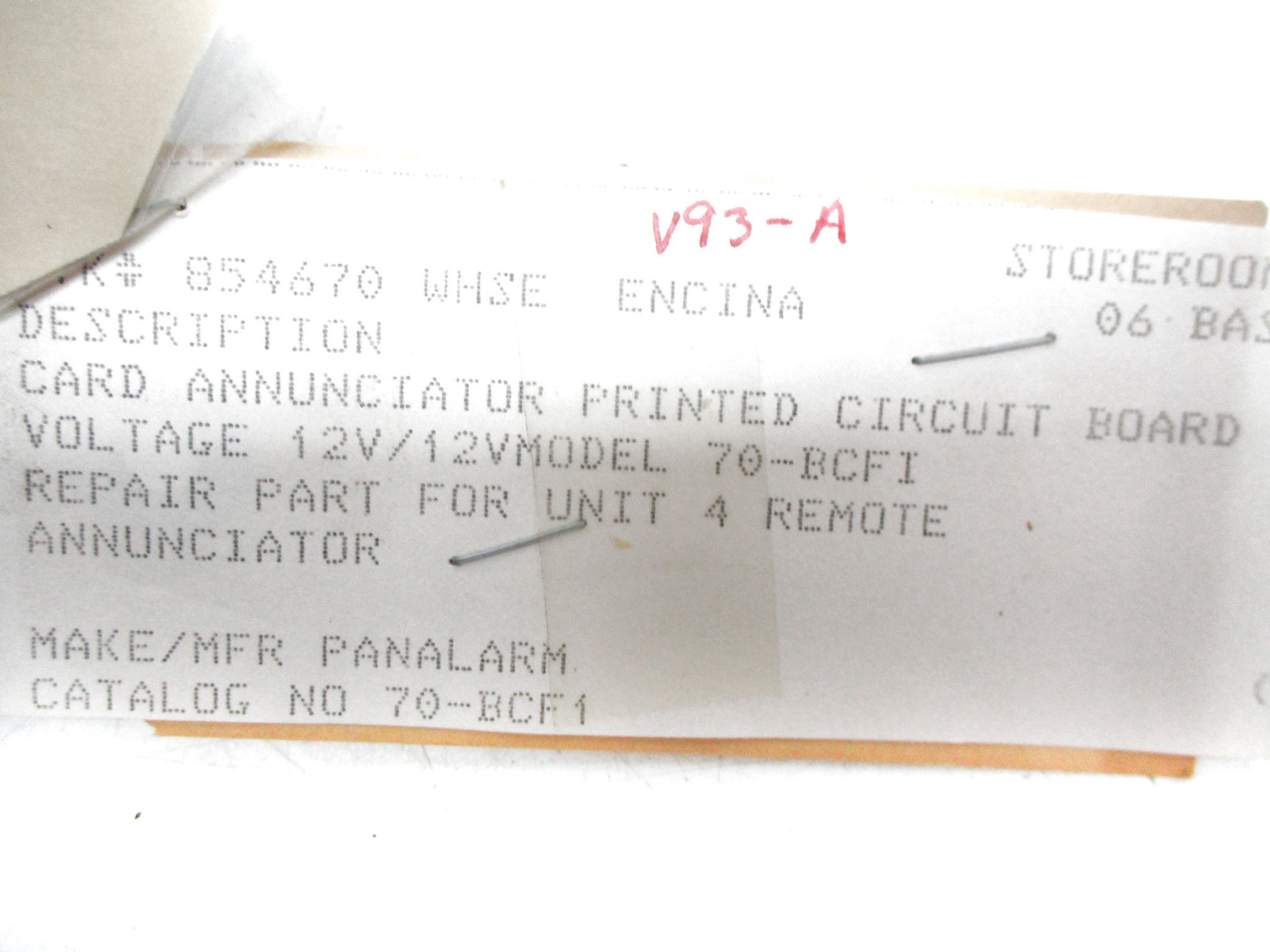 PANALARM 70-BCFI 12/12VDC UNMP
