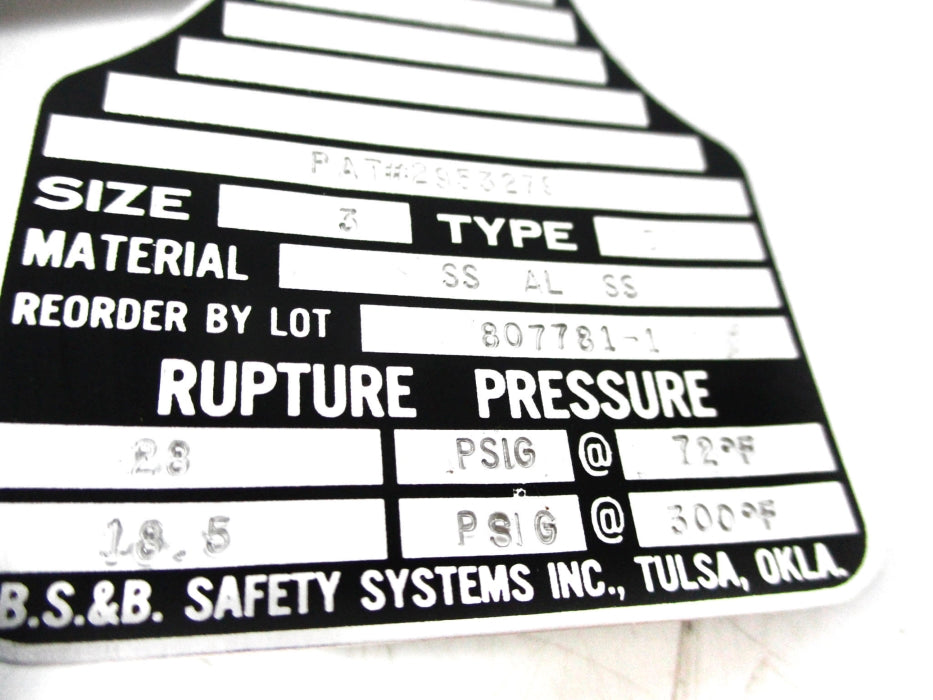 B.S.S & SAFETY SYSTEMS 807781-1 NSNP