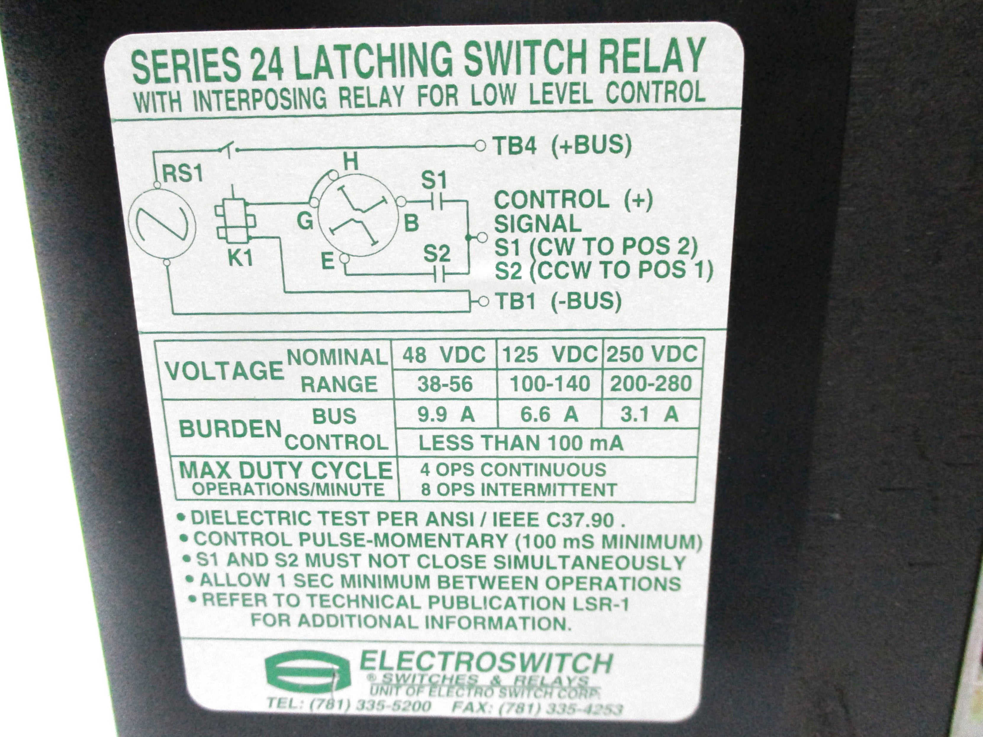 ELECTROSWITCH 9203DC SER. 24LSR NSNP