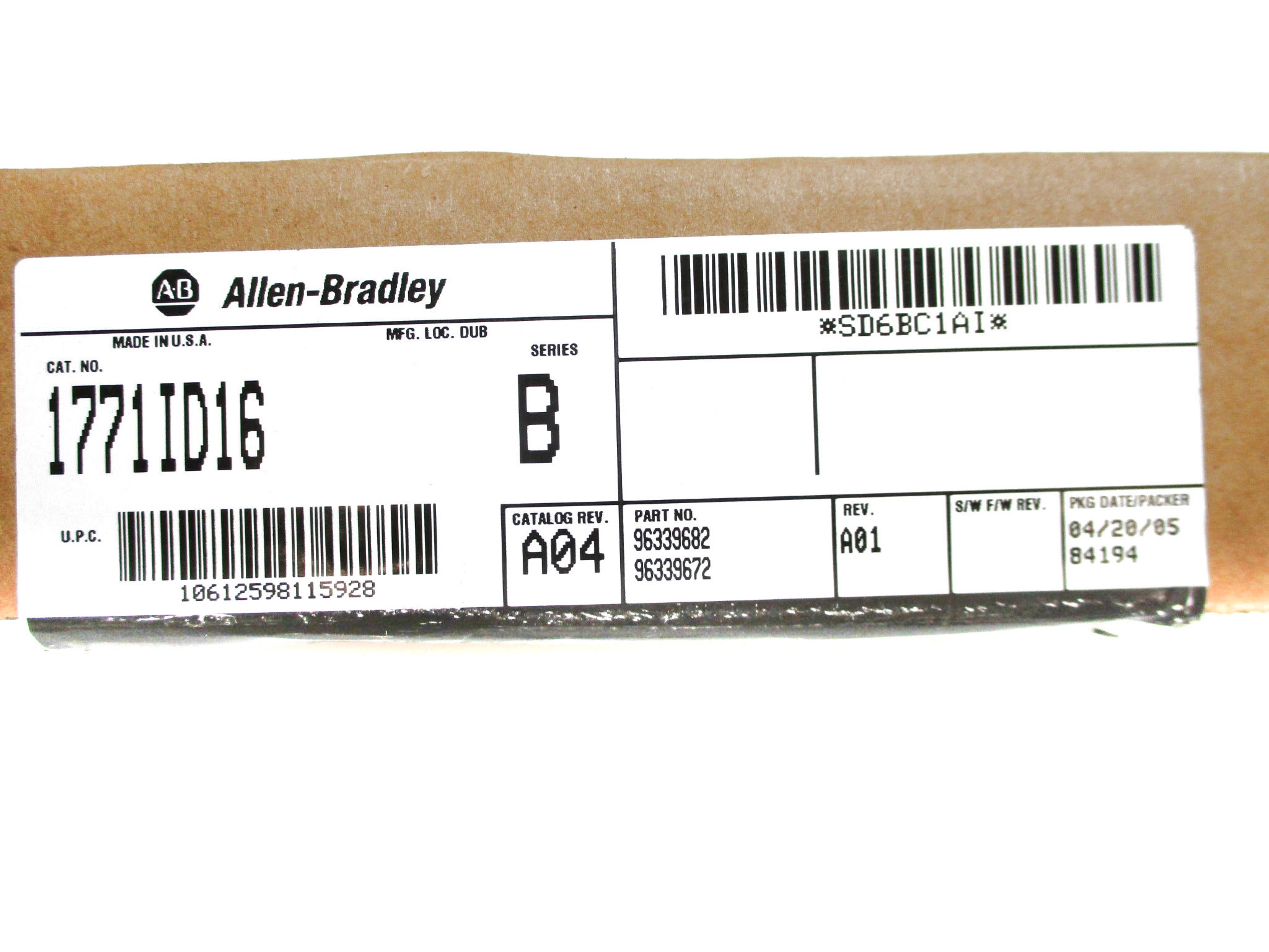 ALLEN BRADLEY 1771-ID16 SER. B 120VAC REV. A04 NSMP