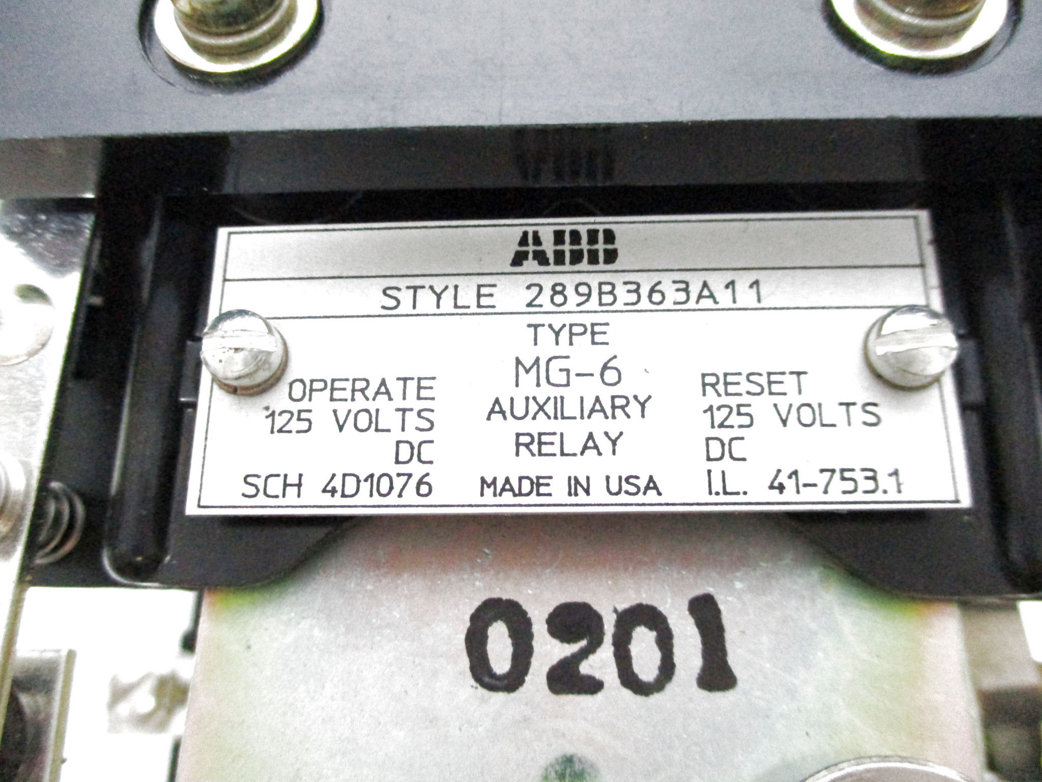 ABB 289B363A11 125VDC NSNP