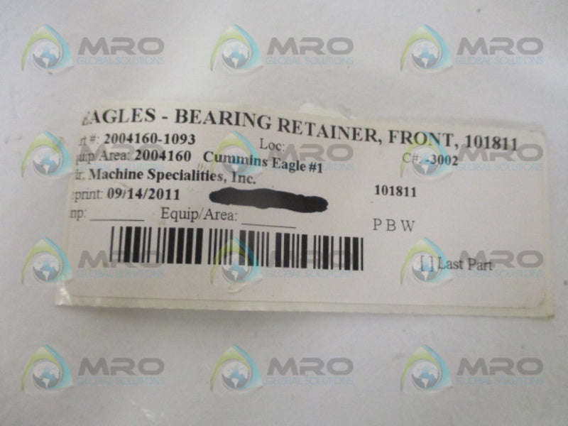 INDUSTRIAL MRO 101811 BEARING RETAINER *NEW NO BOX*