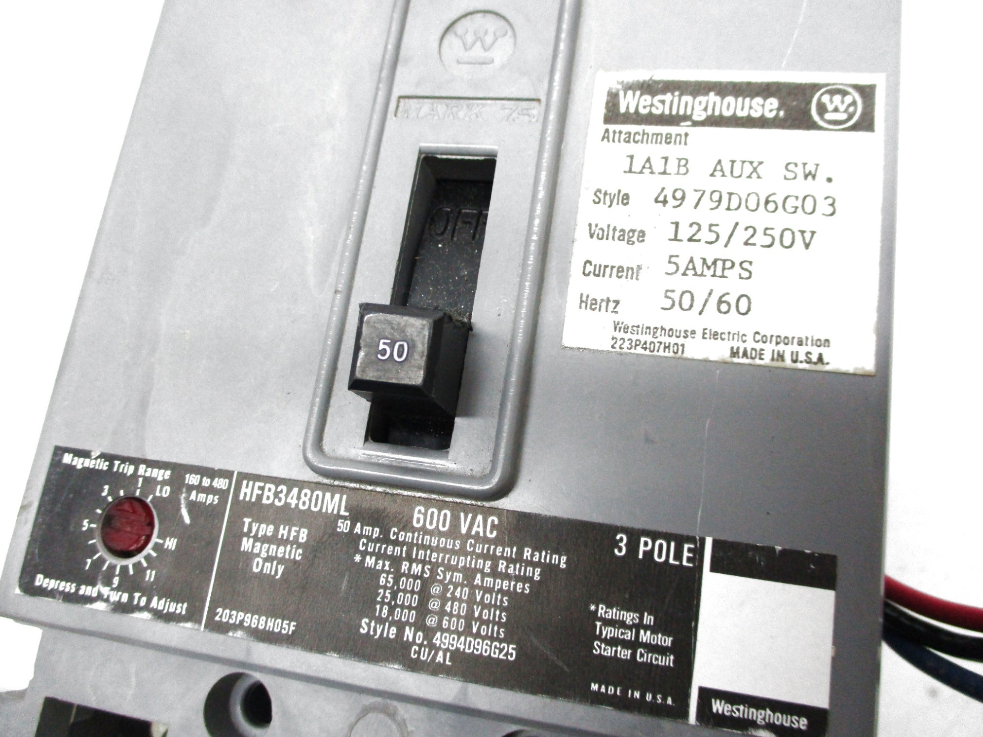 WESTINGHOUSE HFB3480ML 50A 600VAC UNMP