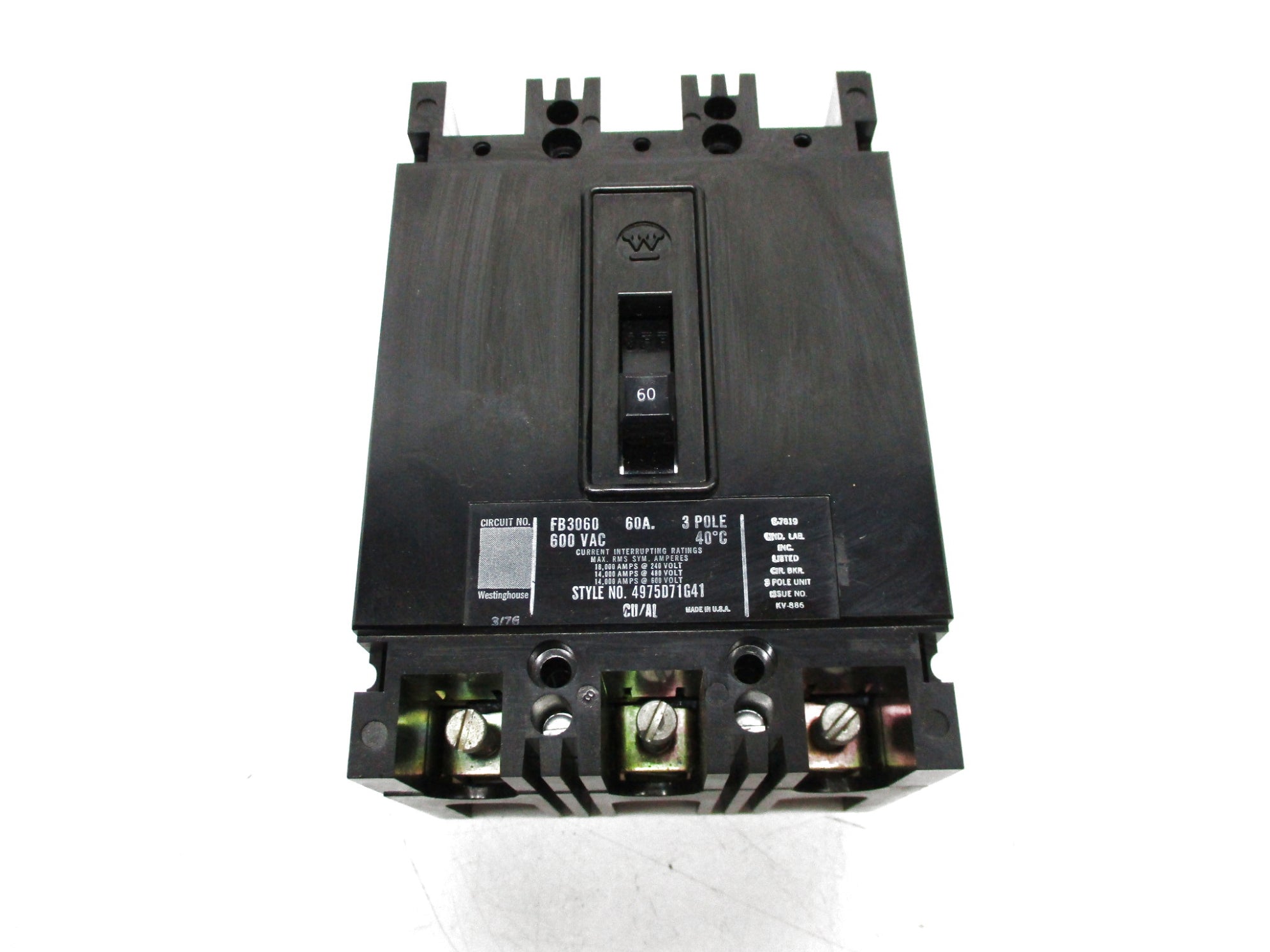 WESTINGHOUSE FB3060 60A 600VAC UNMP