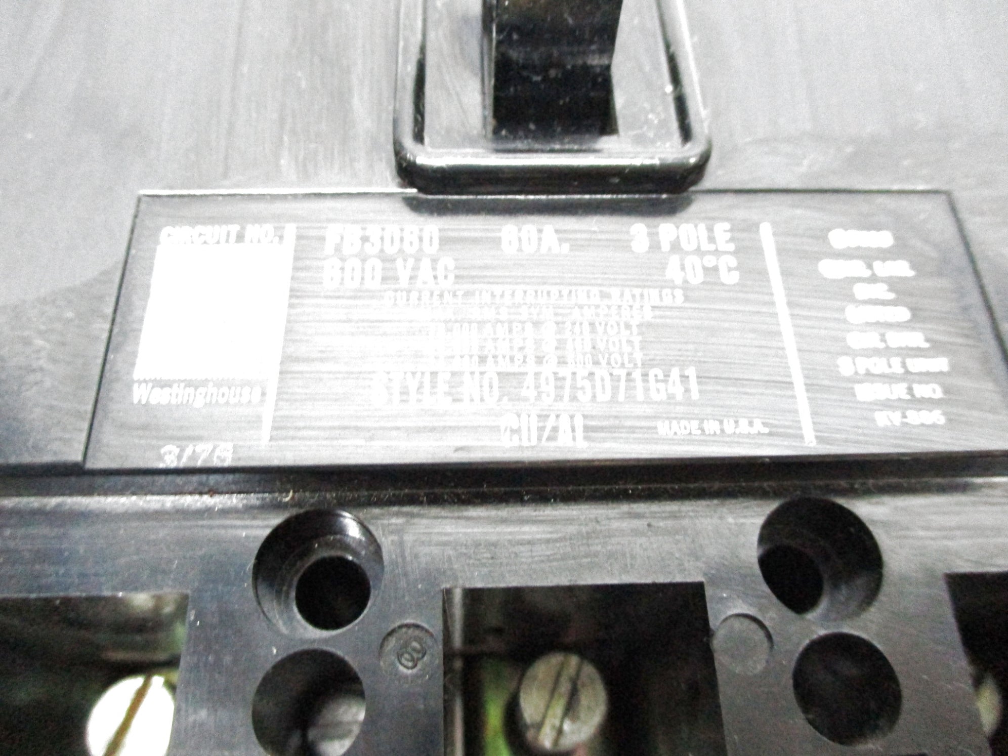 WESTINGHOUSE FB3060 60A 600VAC UNMP