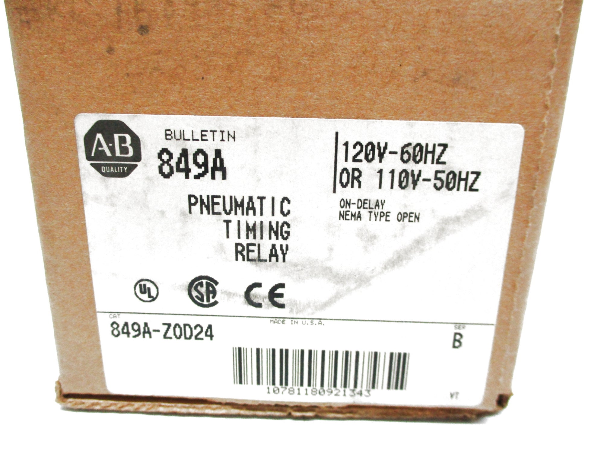 ALLEN BRADLEY 849A-ZOD24 SER. B 110-50HZ 120V-60HZ (BR/WH) NSMP