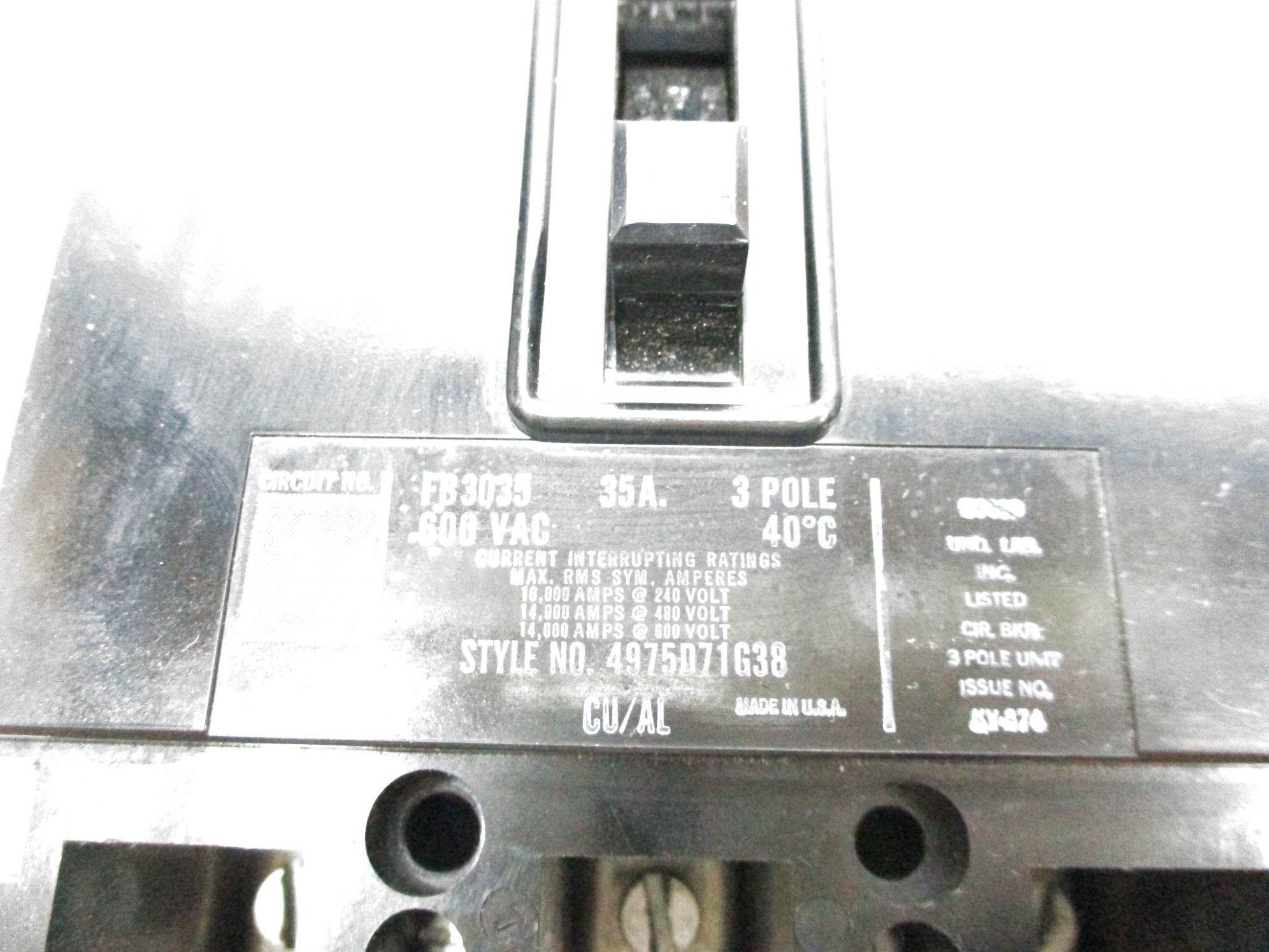 WESTINGHOUSE FB3035 35A 600VAC UNMP