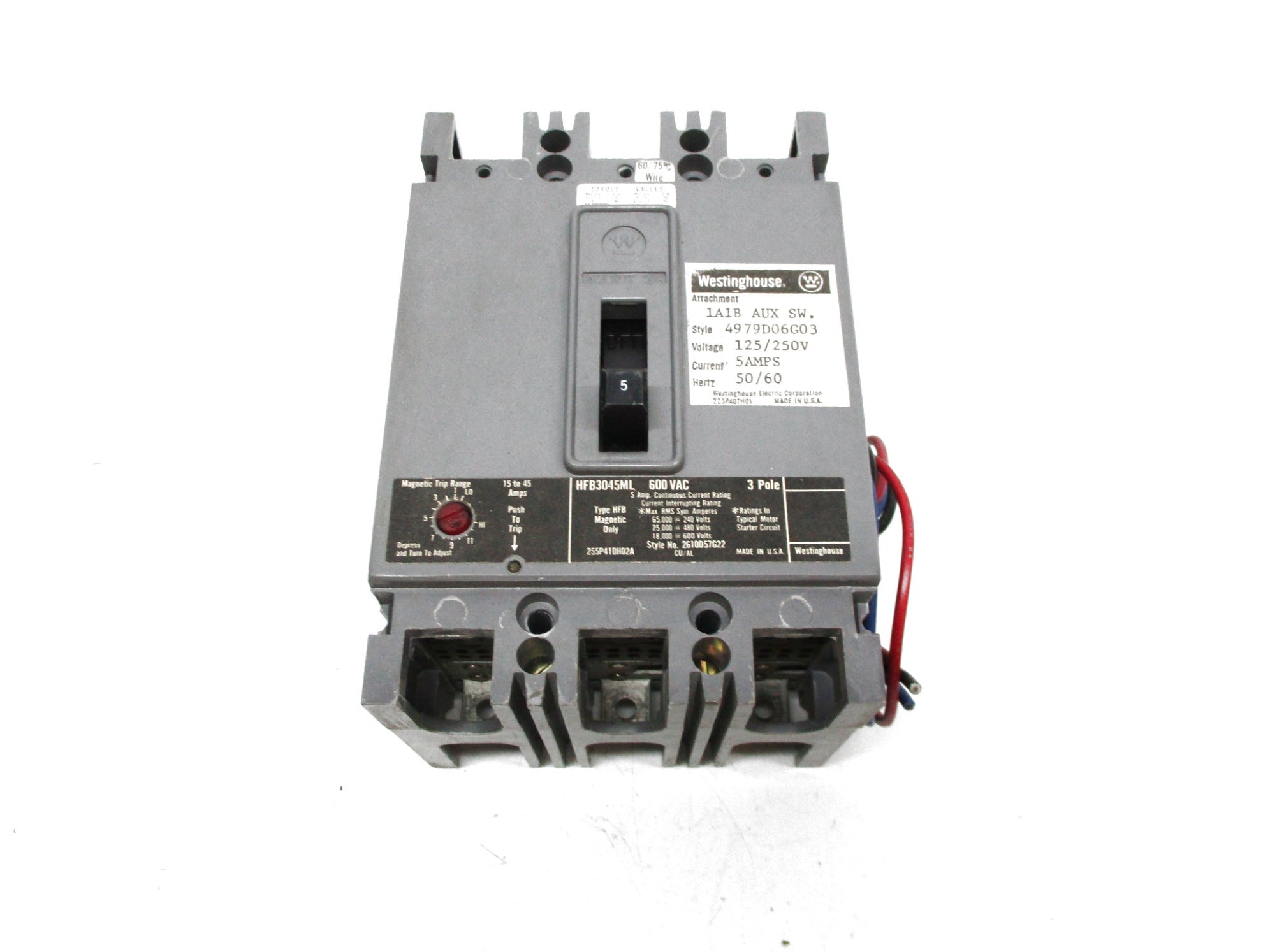 WESTINGHOUSE HFB3045ML 5A 600VAC UNMP