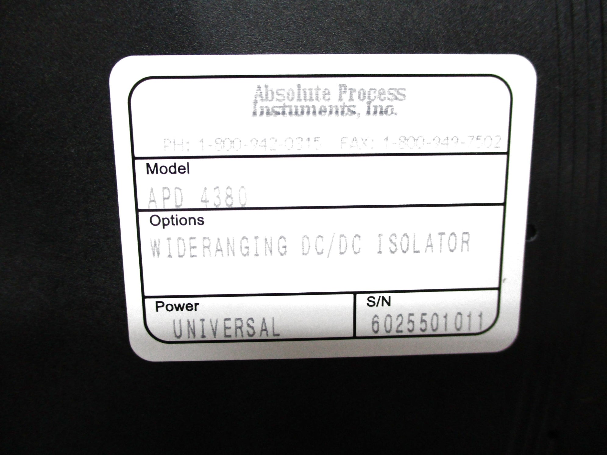 ABSOLUTE PROCESS INSTRUMENTS APD4380 NSMP