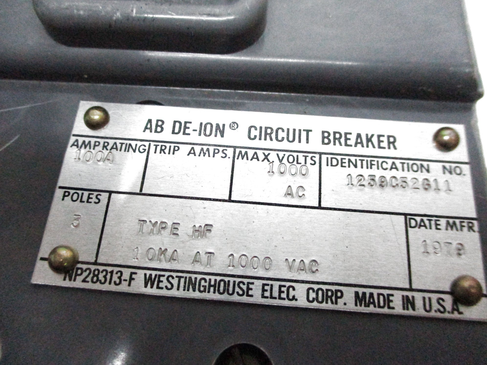 WESTINGHOUSE HF3100 100A 1000VAC NSMP