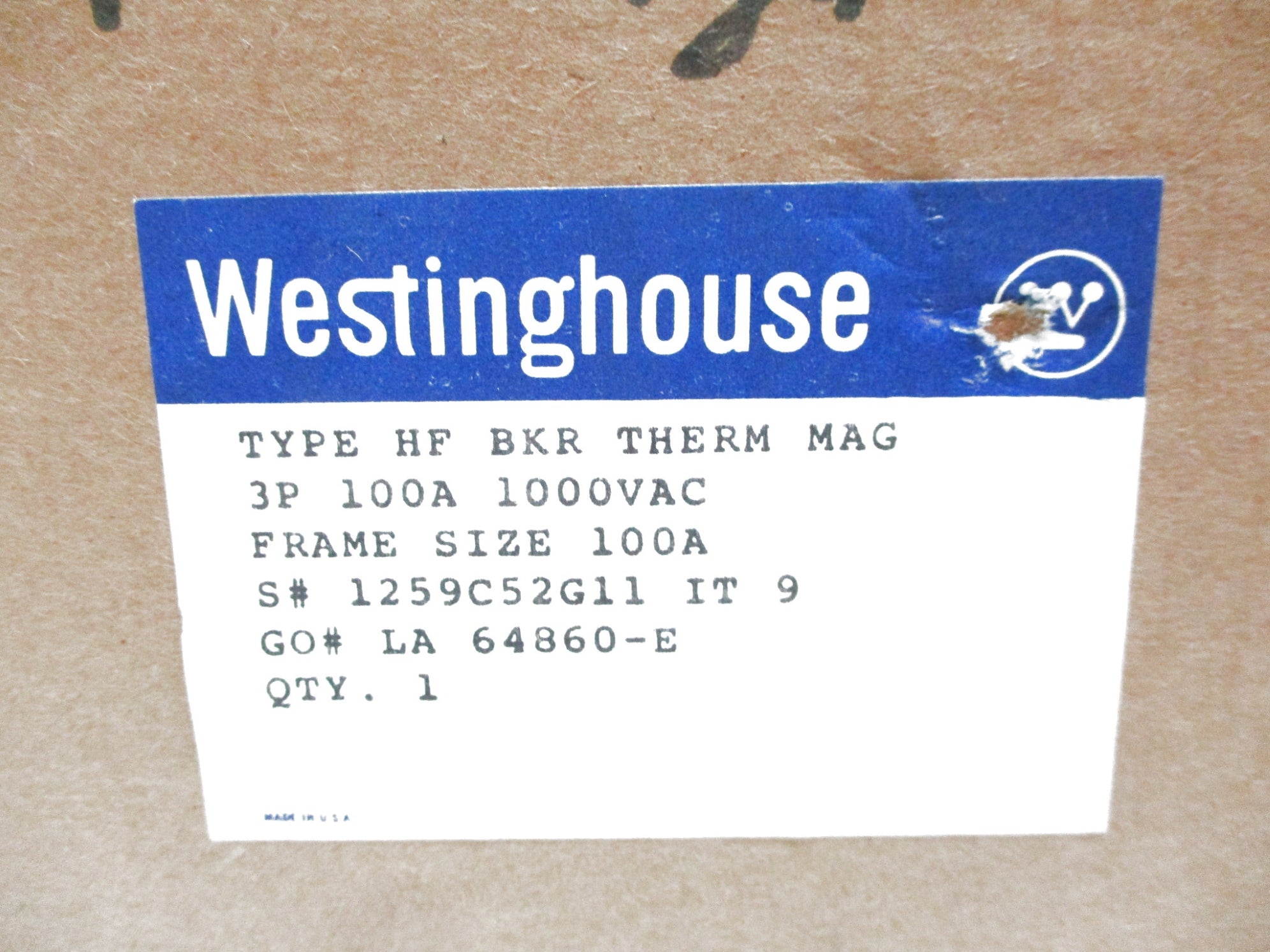 WESTINGHOUSE HF3100 100A 1000VAC NSMP