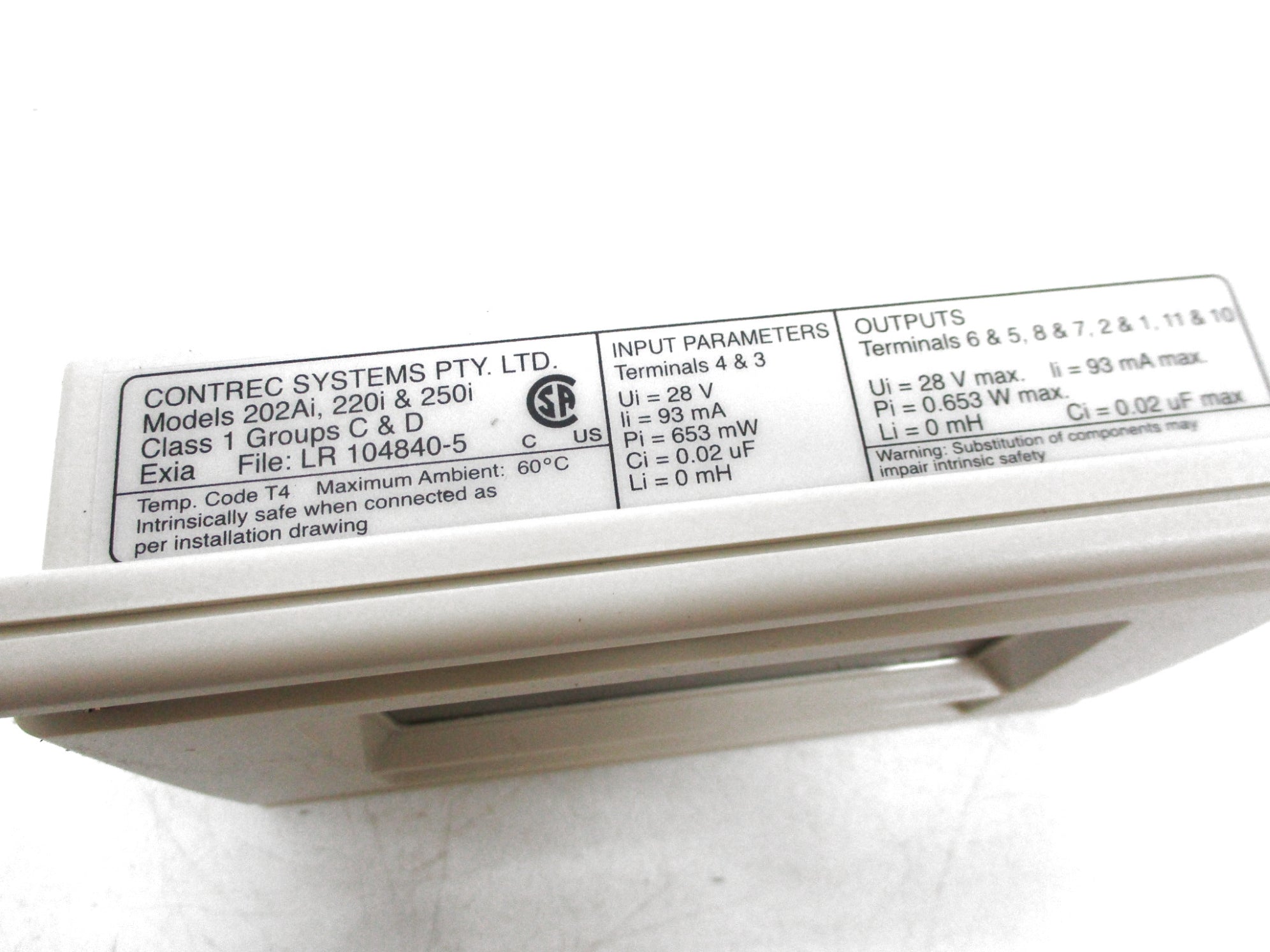 CONTREC SYSTEMS 202A120CSA-CUS NSMP